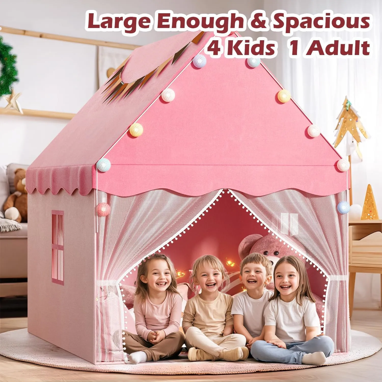 Girls, Neutral Color, Indoor Bed Tent fanners mute mistake banner landscapist white Gift Toy (Pink) EagleStone Kids Play Tent with Star Light, Padded Mat,Toddler Tent Indoor,Playhouse for Toddlers, Boys, 
