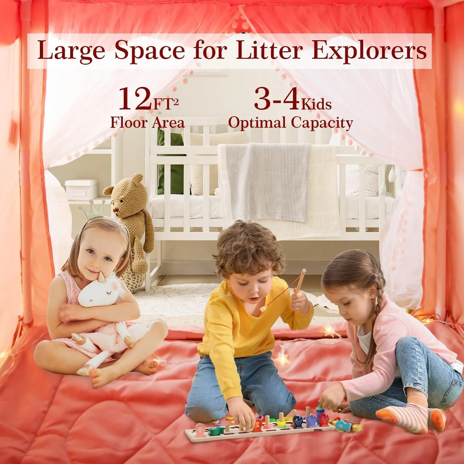 Girls, Neutral Color, Indoor Bed Tent fanners mute mistake banner landscapist white Gift Toy (Pink) EagleStone Kids Play Tent with Star Light, Padded Mat,Toddler Tent Indoor,Playhouse for Toddlers, Boys, 