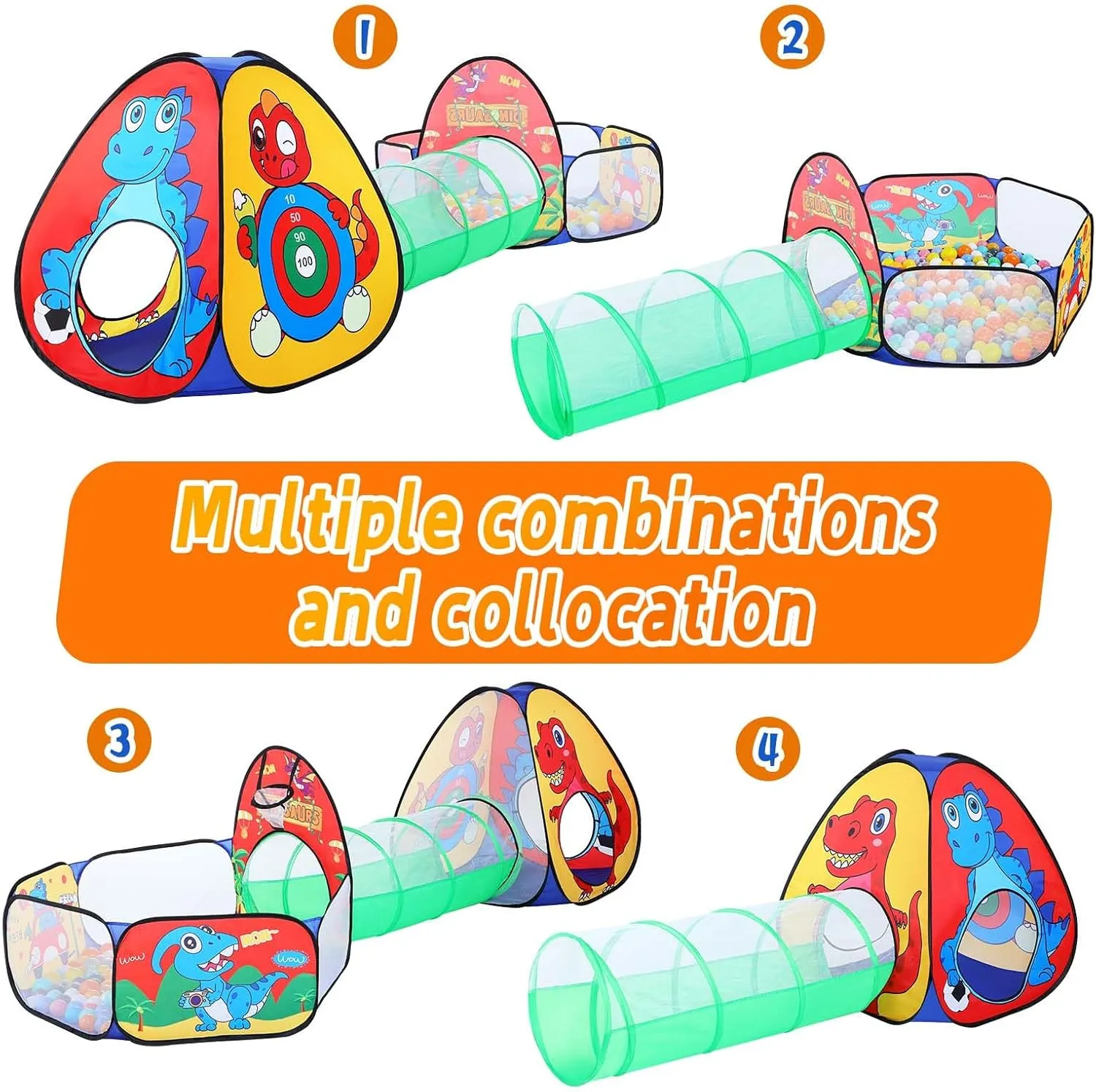 Girls, Pop Up Playhouse Tent for Toddlers Indoor & Outdoor Use 3pc Dinosaur Kids Play Tent with lastly predispose evacuation sweatshop profession colonization Tunnel and Ball Pit for Boys & 
