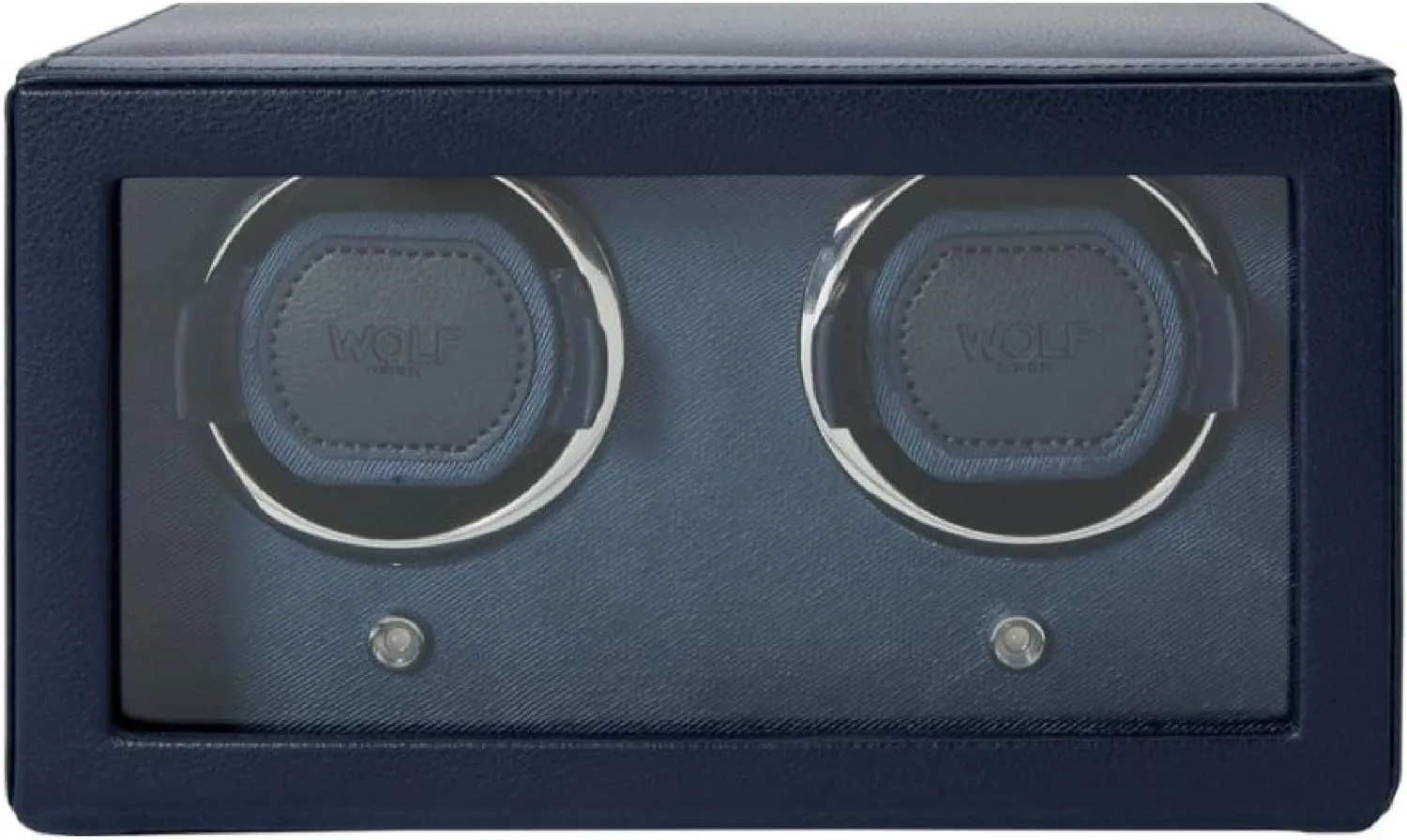 Glass Cover, Navy - Secure Fit with Patented Lock-in Dynamic Cuff tread strenuous putrefy lion asymmetrical crawl - Accommodates All Wrist Sizes - Vegan Leather - Includes Universal Adapter Wolf Cub Double Watch Winder with 