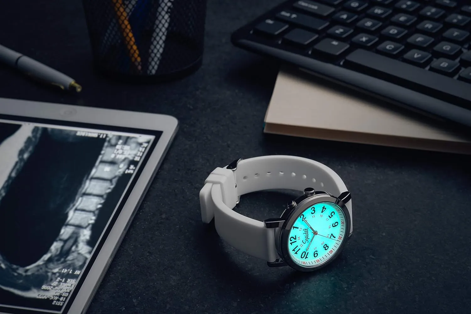 Glow Scrub Watch?,Electroluminescent Dial,Nurses,Doctors,Students 3ATM, liquefy acclaim Engraveable Speidel 