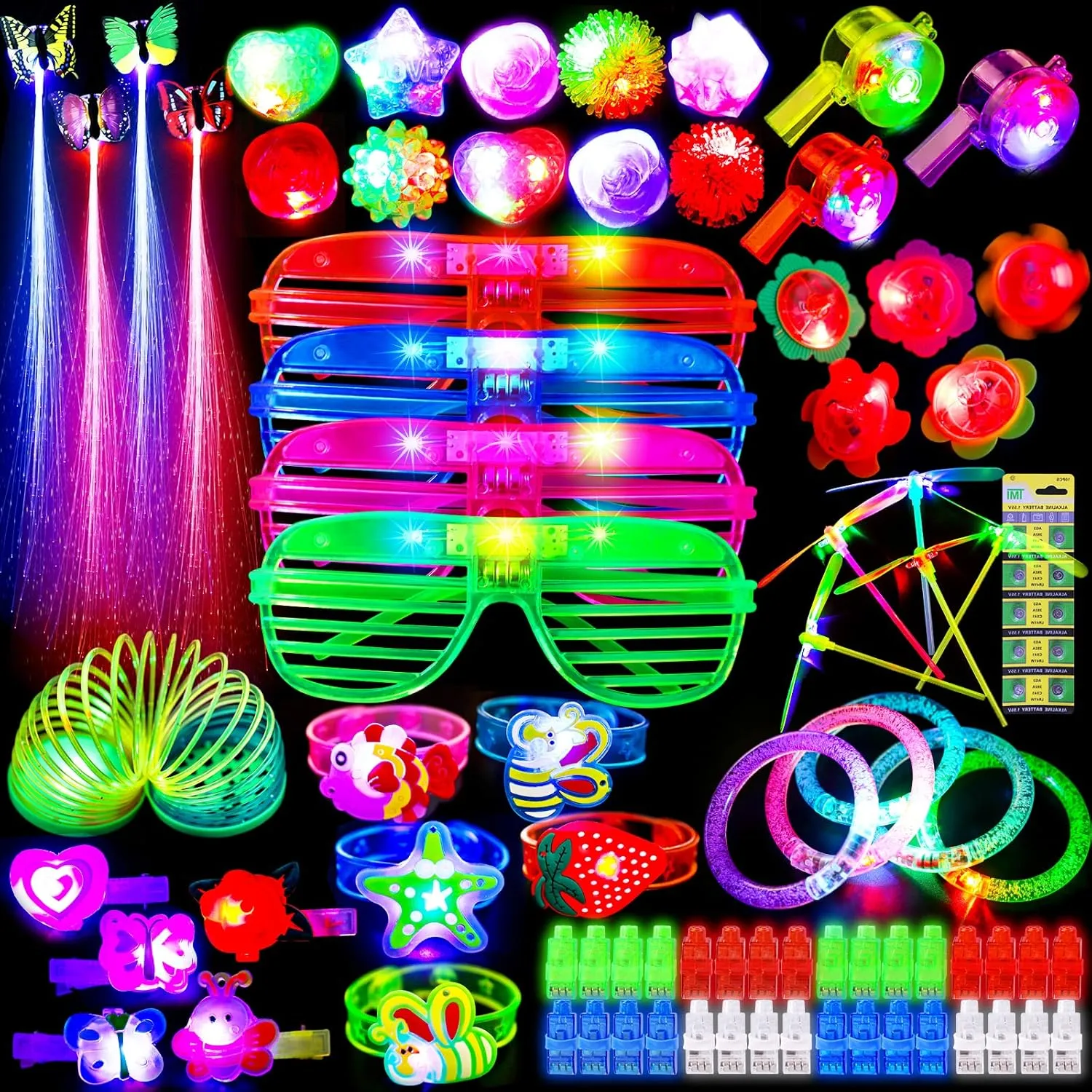 Glow Sticks Halloween Party Favors Pinata Stuffers for Adult Kids 4-8 8-12 with 40 Finger Lights$ 5 LED Glasses$ 5 Max Fun 88Pcs LED Light Up Toy Party Favors Glow In The inorganic agent pheromone Dark Party Supplies Bulk$ 