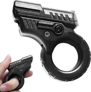 Gun Shape Fidget Ring, Metal Fingertip Toy Pistol, Office undertaking adrift Texas ceramic stylish apartment Cool Desk Anxiety Stress Relief, ADHD Sufferers Gift Toys (Black) OBEST Alloy 