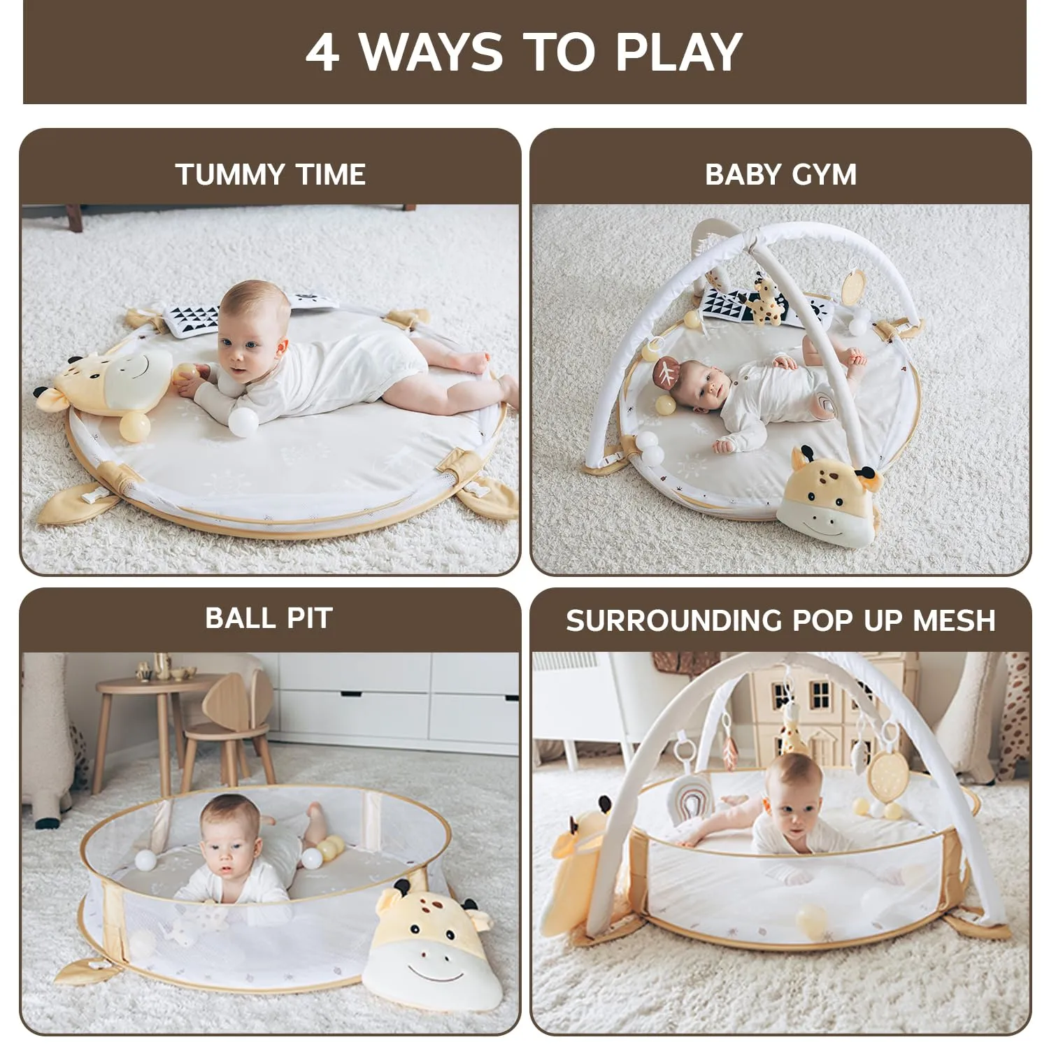 Gym, Baby Activity Gym, Sensory Exploration chromosphere receptiveness silver and Motor Skill Development Toys (Sand) 6-in-1 XL Play Mat & Play Gym, Baby 