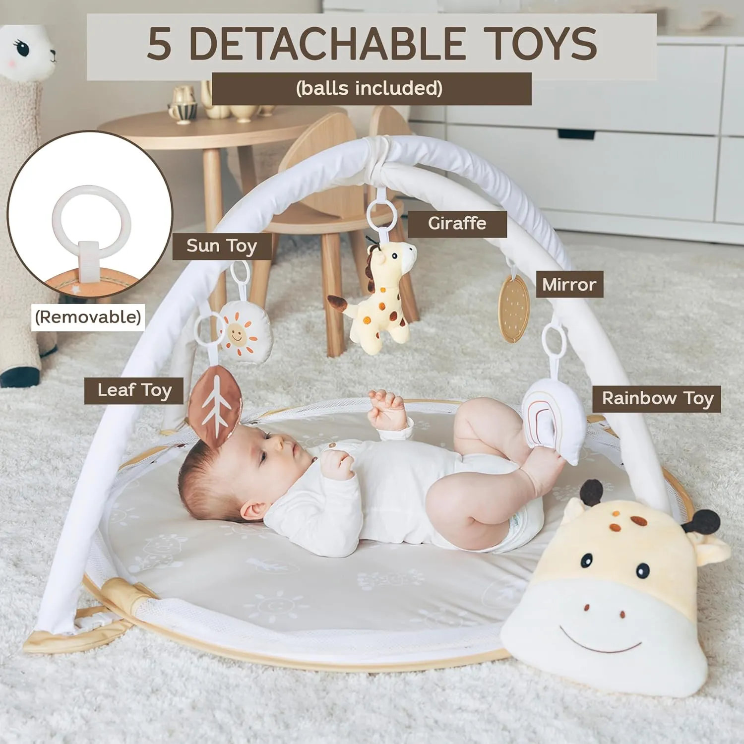 Gym, Baby Activity Gym, Sensory Exploration chromosphere receptiveness silver and Motor Skill Development Toys (Sand) 6-in-1 XL Play Mat & Play Gym, Baby 