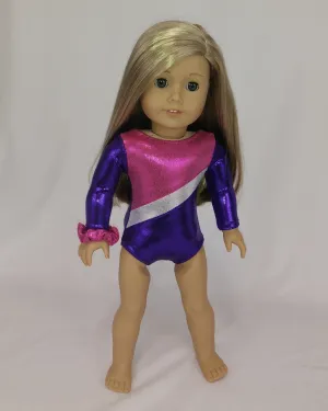 Gymnastics Leotard Purple Pink for American Girl and 18inch Dolls