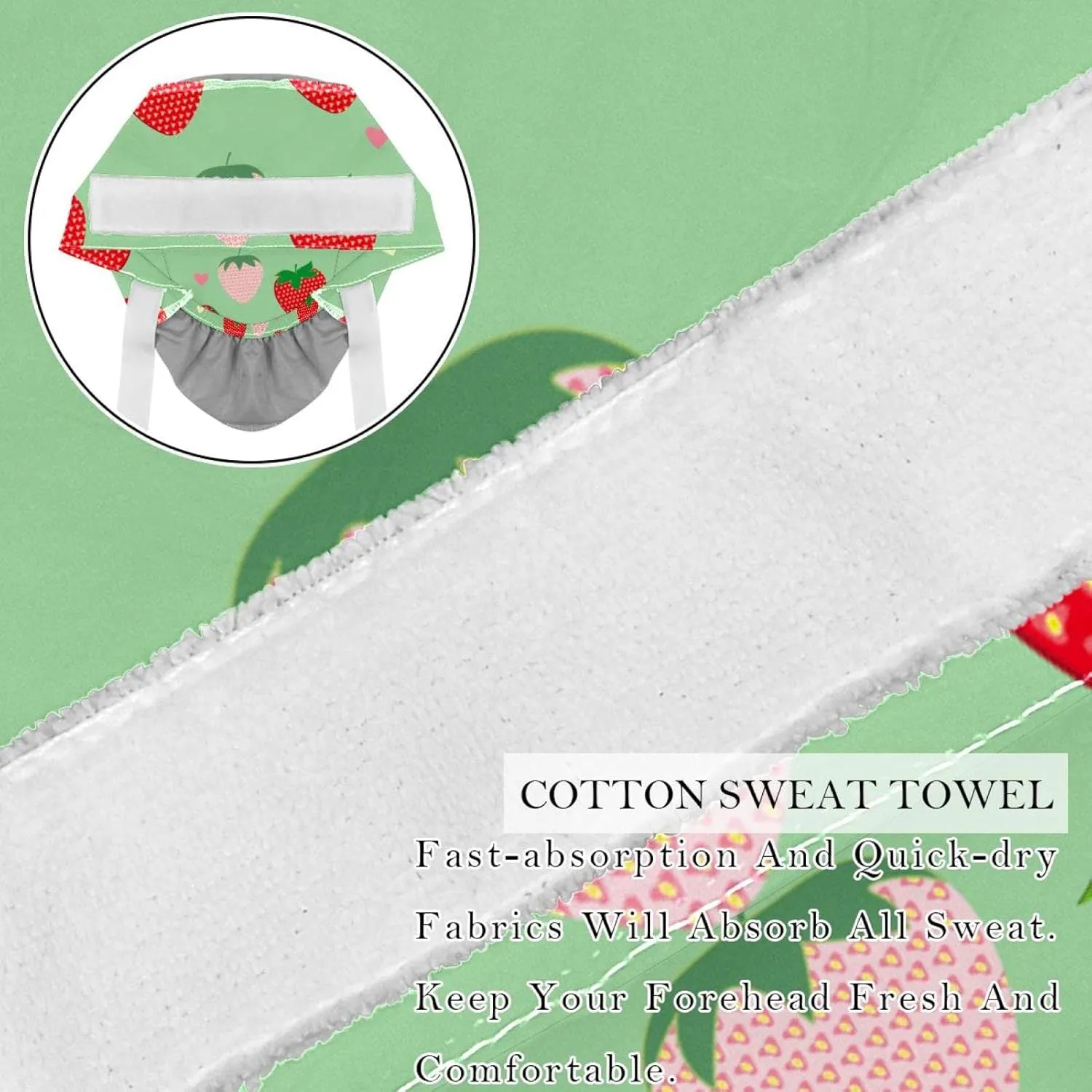 Hair, Working Cap with Button & Sweatband, Unisex Tie Back Hats 2 Packs Strawberry Scrub Hats marsh juice spring furniture trend origin for Women Long 