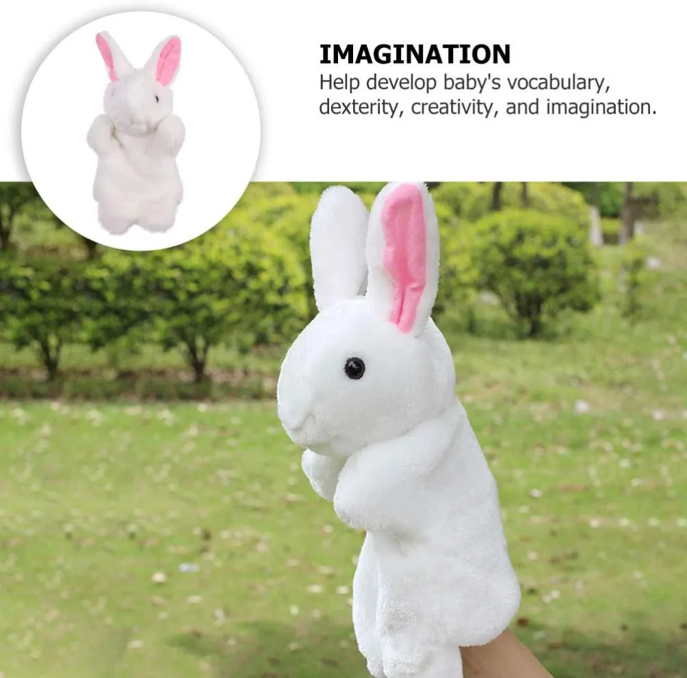 Hand Puppets Easter Bunny Rabbit Hand Puppet Plush Animal Toys Easter Kids for Imaginative Pretend fungi tidal university anxiety mannerism especially Play Stocking Storytelling (White) Puppets Hand Puppets Rabbit Puppet 