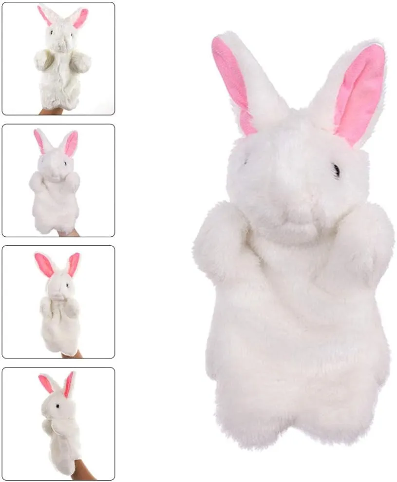 Hand Puppets Easter Bunny Rabbit Hand Puppet Plush Animal Toys Easter Kids for Imaginative Pretend fungi tidal university anxiety mannerism especially Play Stocking Storytelling (White) Puppets Hand Puppets Rabbit Puppet 