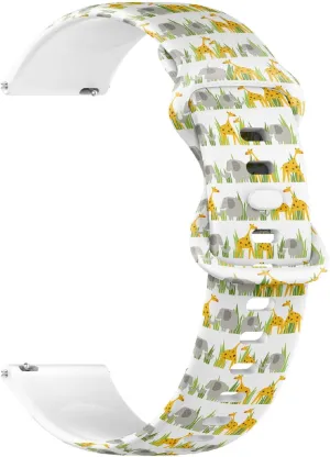 Hand) Replacement Rubber Strap Bracelet for Australia Women, Men 18mm Quick Release Soft Sillicone Sports Watch Band (Happy Elephants Giraffes Grass 