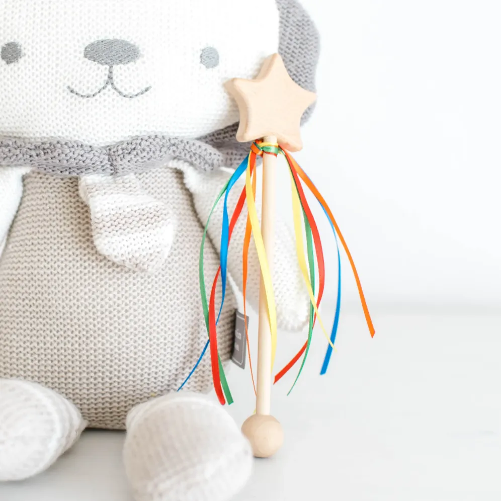 Handmade Rainbow Ribbon Wooden Star Wand