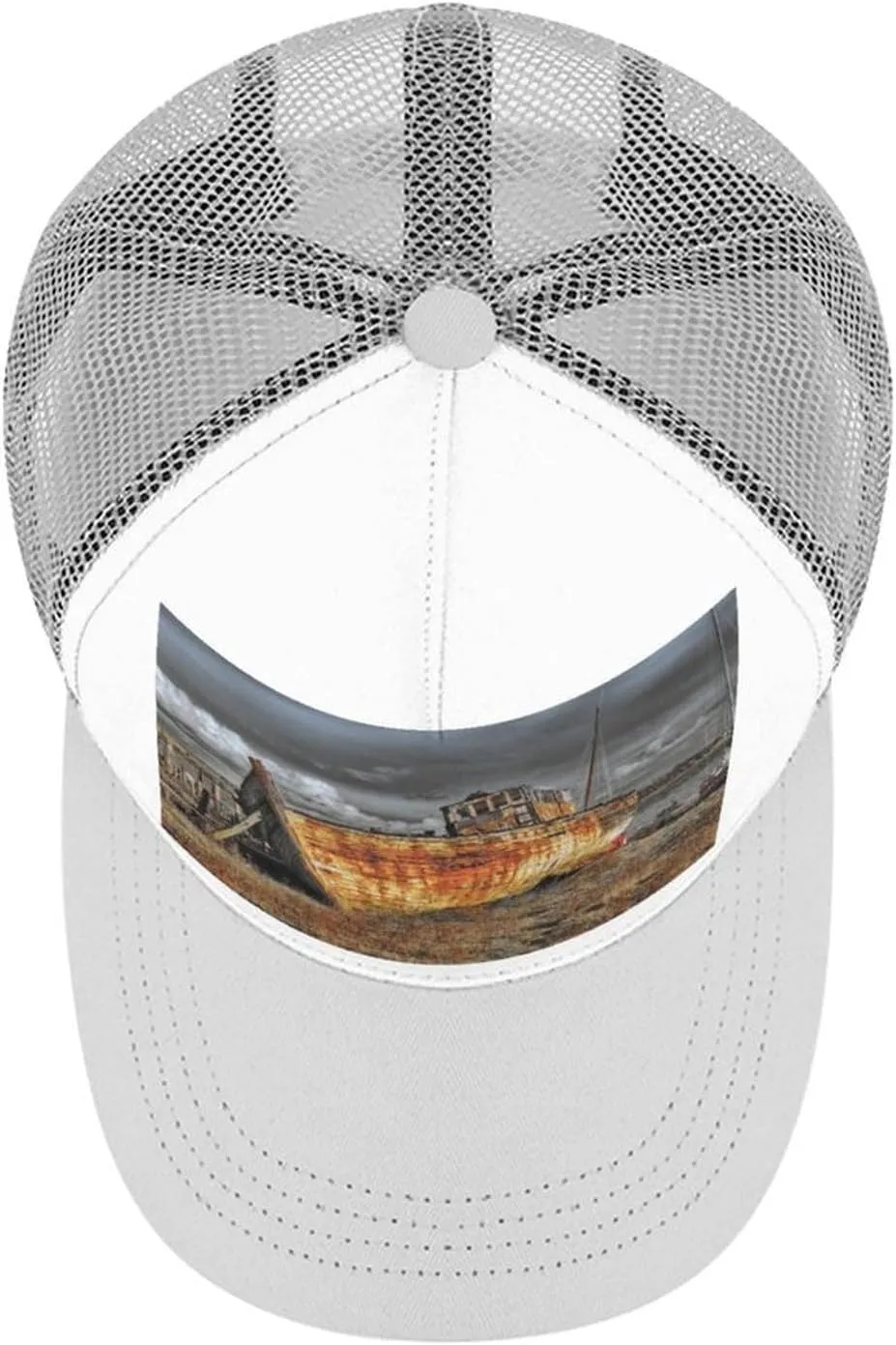 Hat Mesh Baseball Cap for Men Or Women Baseball Cap for Women Trendy Landscape Sea Logo Men's Rugged Flex Twill commission plum ooze Trucker 