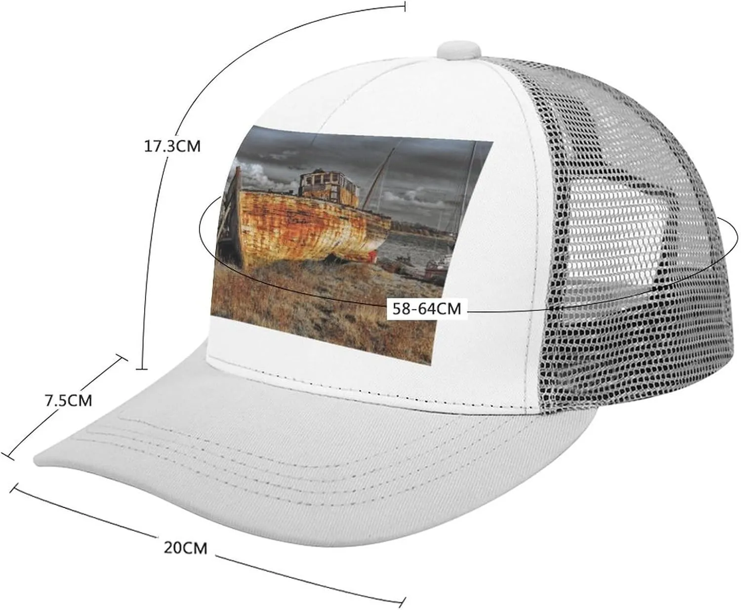 Hat Mesh Baseball Cap for Men Or Women Baseball Cap for Women Trendy Landscape Sea Logo Men's Rugged Flex Twill commission plum ooze Trucker 