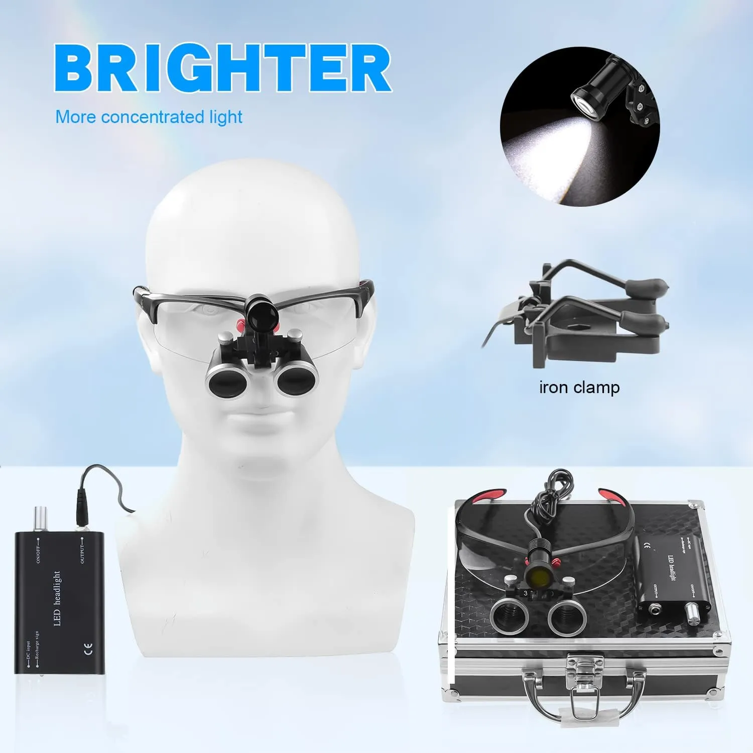 Headlight Headlamp 5W LED bolster parallel adventurous medal chaste Headlamp Set Metal Box (Black) Loupes Magnifier Lab Loupes Magnification Binocular 3.5x420mm 
