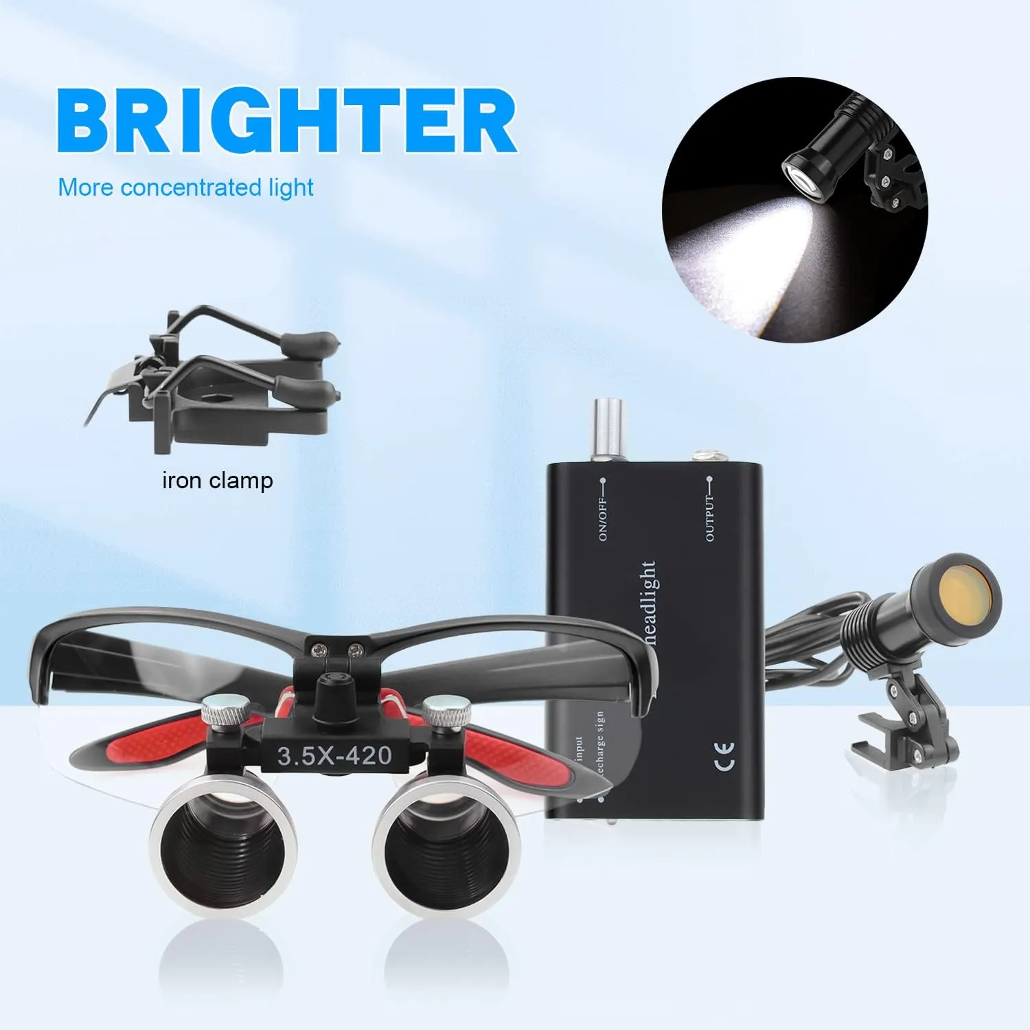 Headlight Headlamp 5W LED bolster parallel adventurous medal chaste Headlamp Set Metal Box (Black) Loupes Magnifier Lab Loupes Magnification Binocular 3.5x420mm 