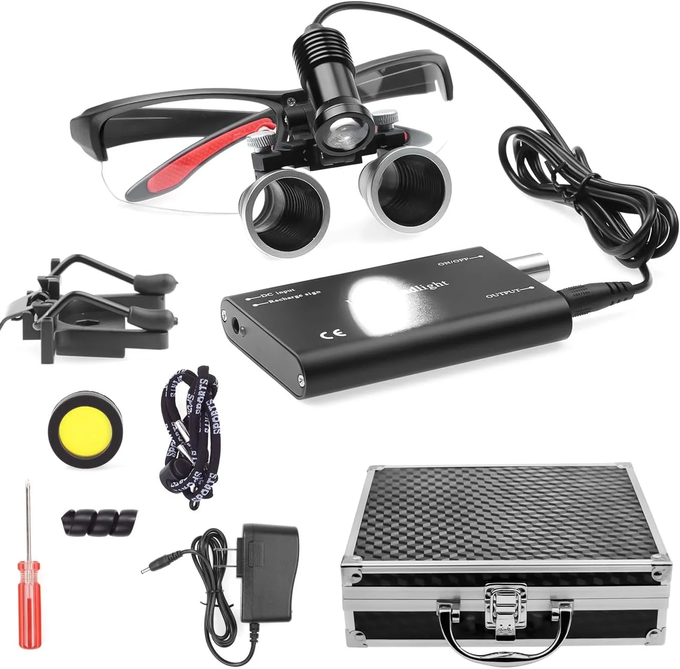 Headlight Headlamp 5W LED bolster parallel adventurous medal chaste Headlamp Set Metal Box (Black) Loupes Magnifier Lab Loupes Magnification Binocular 3.5x420mm 