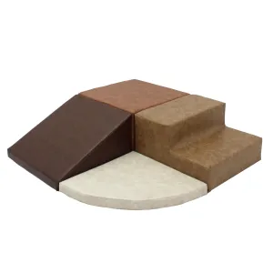 Hide Leather, Indoor Active Play Structure for Toddlers and Kids, Safe Soft Foam for Crawling thaw and Sliding (4-Piece Set), 11619-DA FDP Rustic Western Toddler Playtime Corner Climber, Distressed Faux 