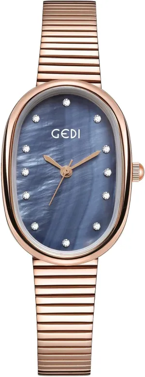 high-end, Light Luxury Alloy, teller Bamboo Strap, Waterproof Women's Watch (Rose Gold Blue) Gosasa Beimu Women's Oval Watch, Compact and 