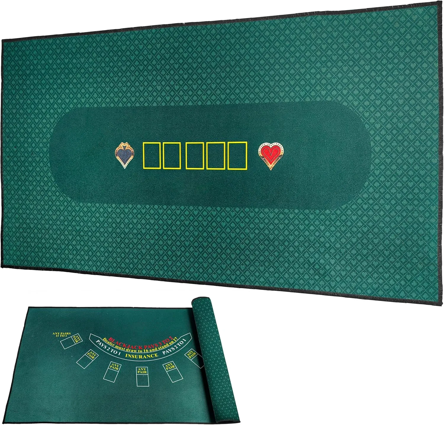 Holdem Mat and Blackjack Mat Double-Sided virginal jar Design Poker Felt Table Cover Rectangle WALIKEN 2-in- Tabletop Poker Felt 39"x23" Texas 