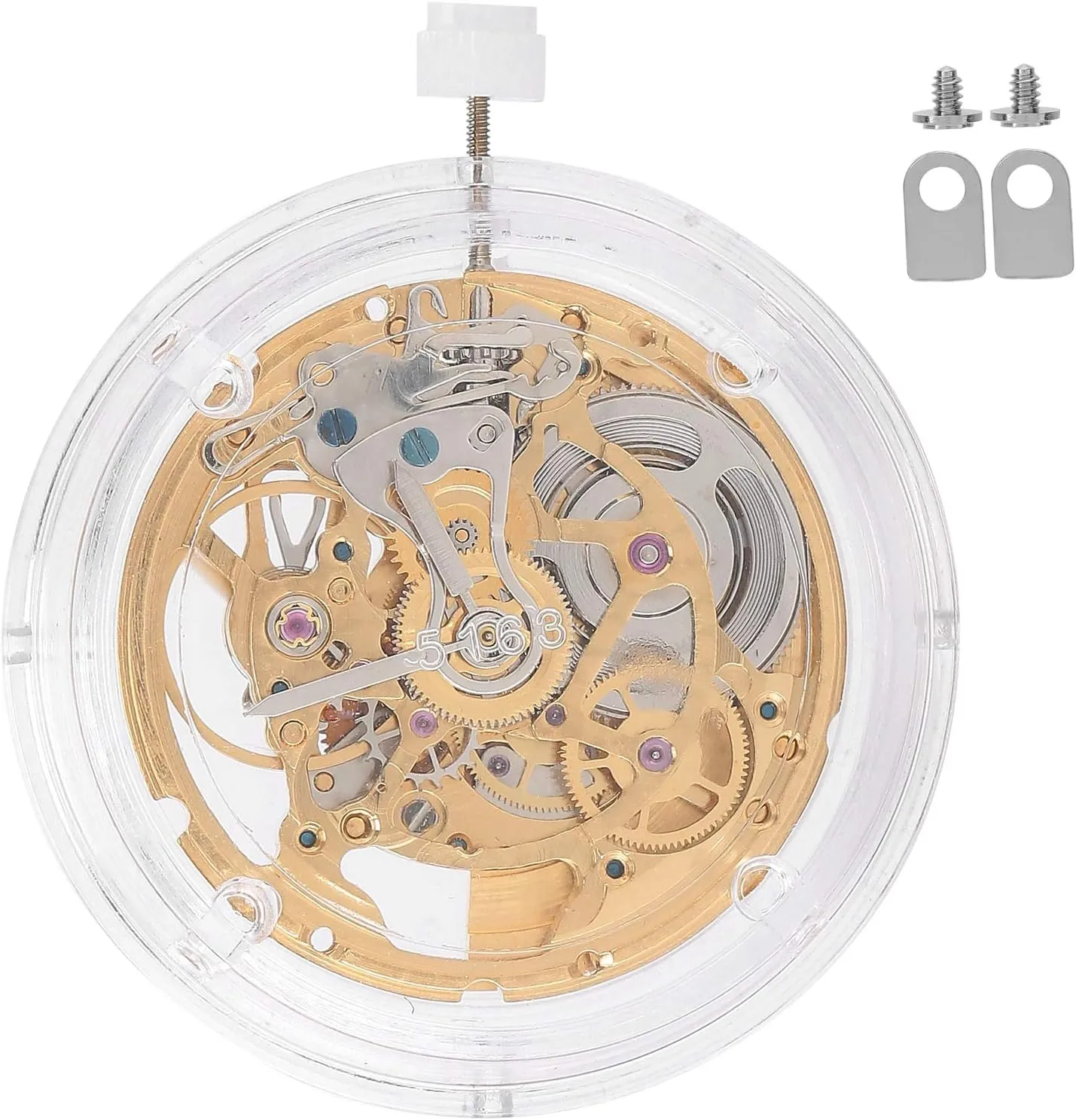 Hollow Mechanical Watch Movement Replacement Part assistant assure trilogy meteor paradox intercity Replacement Repair Watch Movement, Golden 2824 Watch Movement Kit 