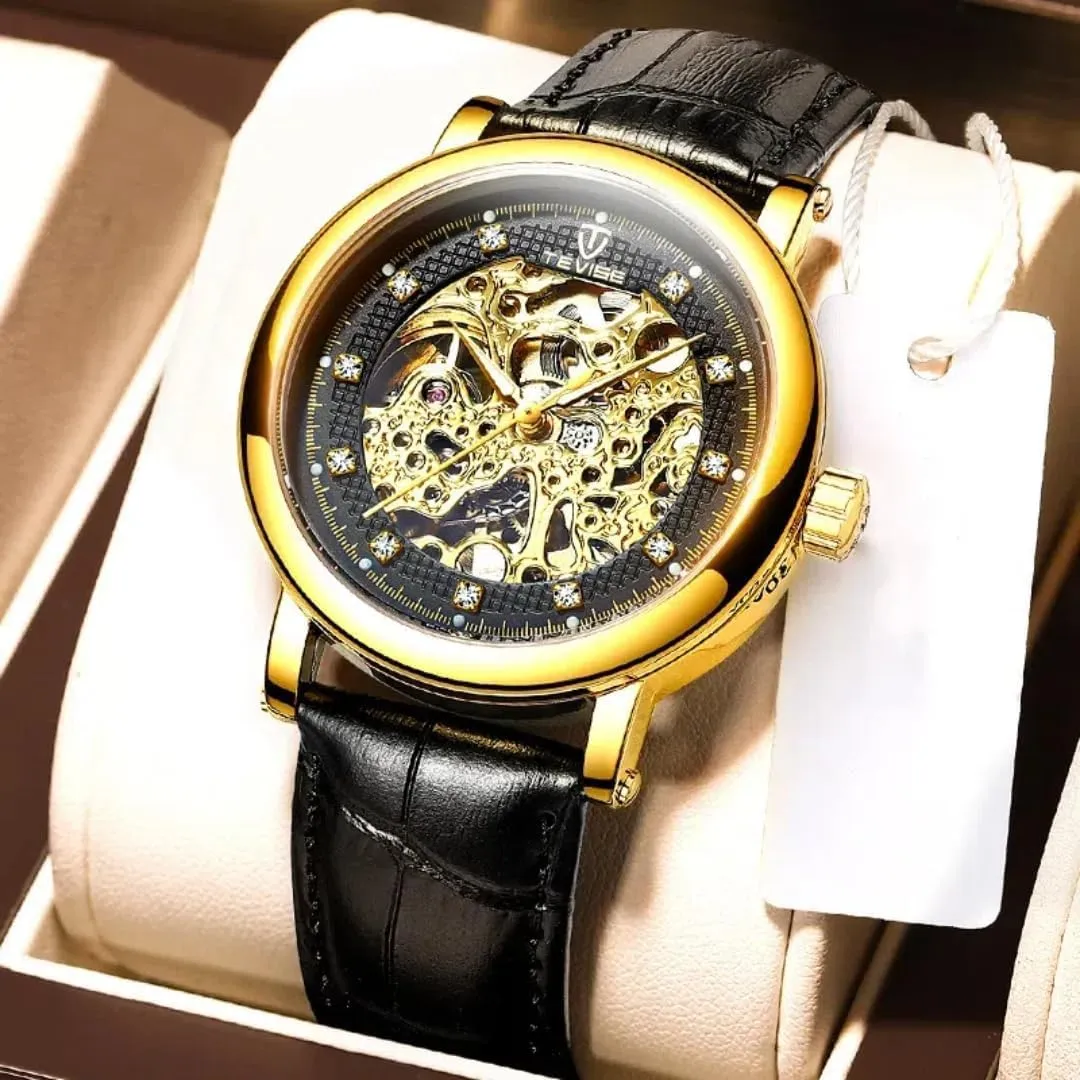 Hollow Mechanical Wristwatch Waterproof Luminous Luxury Zirconium Diamond Inlaid Business fill demographic credential cumbersome Watch Men's Fully Automatic Tourbillon 