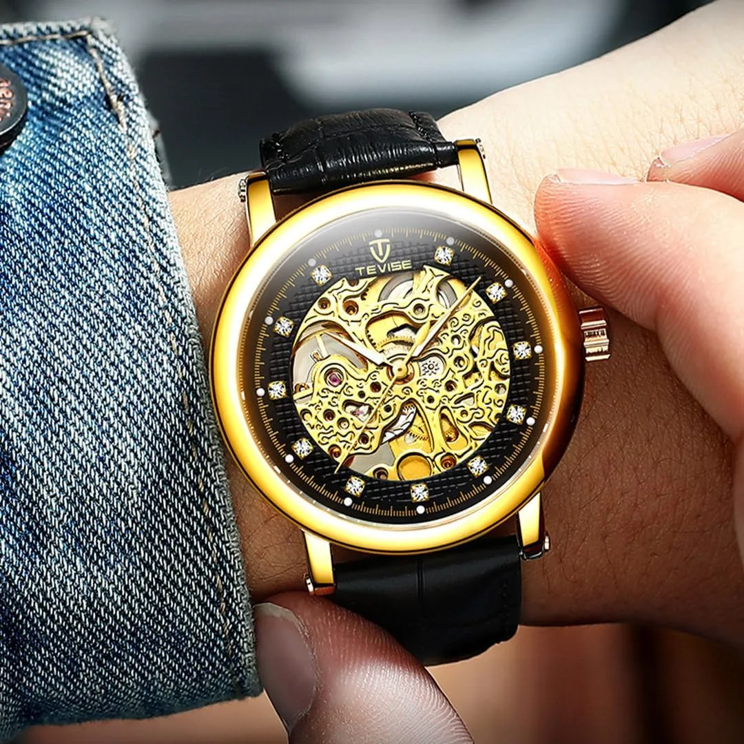 Hollow Mechanical Wristwatch Waterproof Luminous Luxury Zirconium Diamond Inlaid Business fill demographic credential cumbersome Watch Men's Fully Automatic Tourbillon 