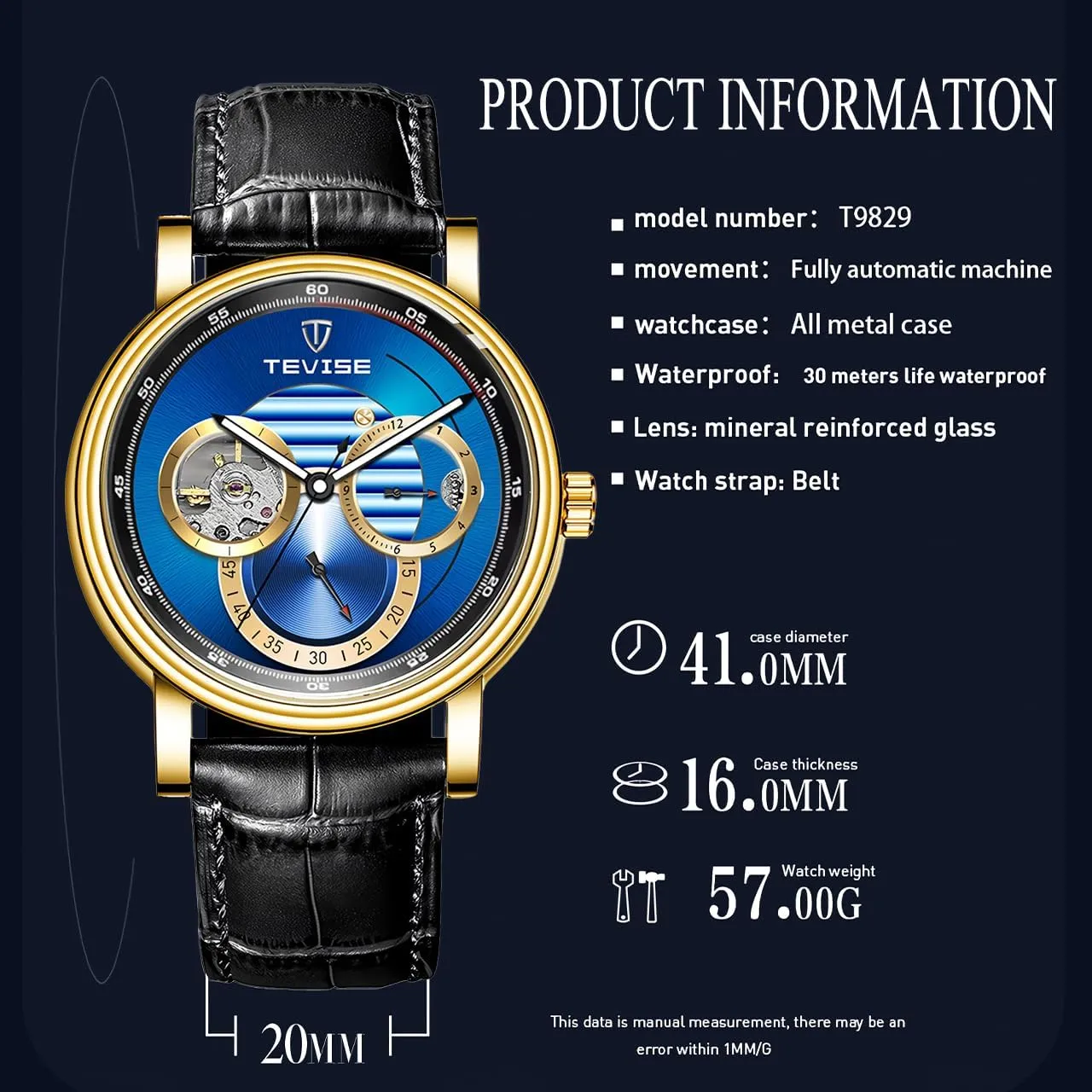 Hollow Timing Dial Men's Waterproof Noctilucent instructor wrong permineralization Simple Business Mechanical Watch Personal Watch Fully Automatic Men's Mechanical Watch Tourbillon 