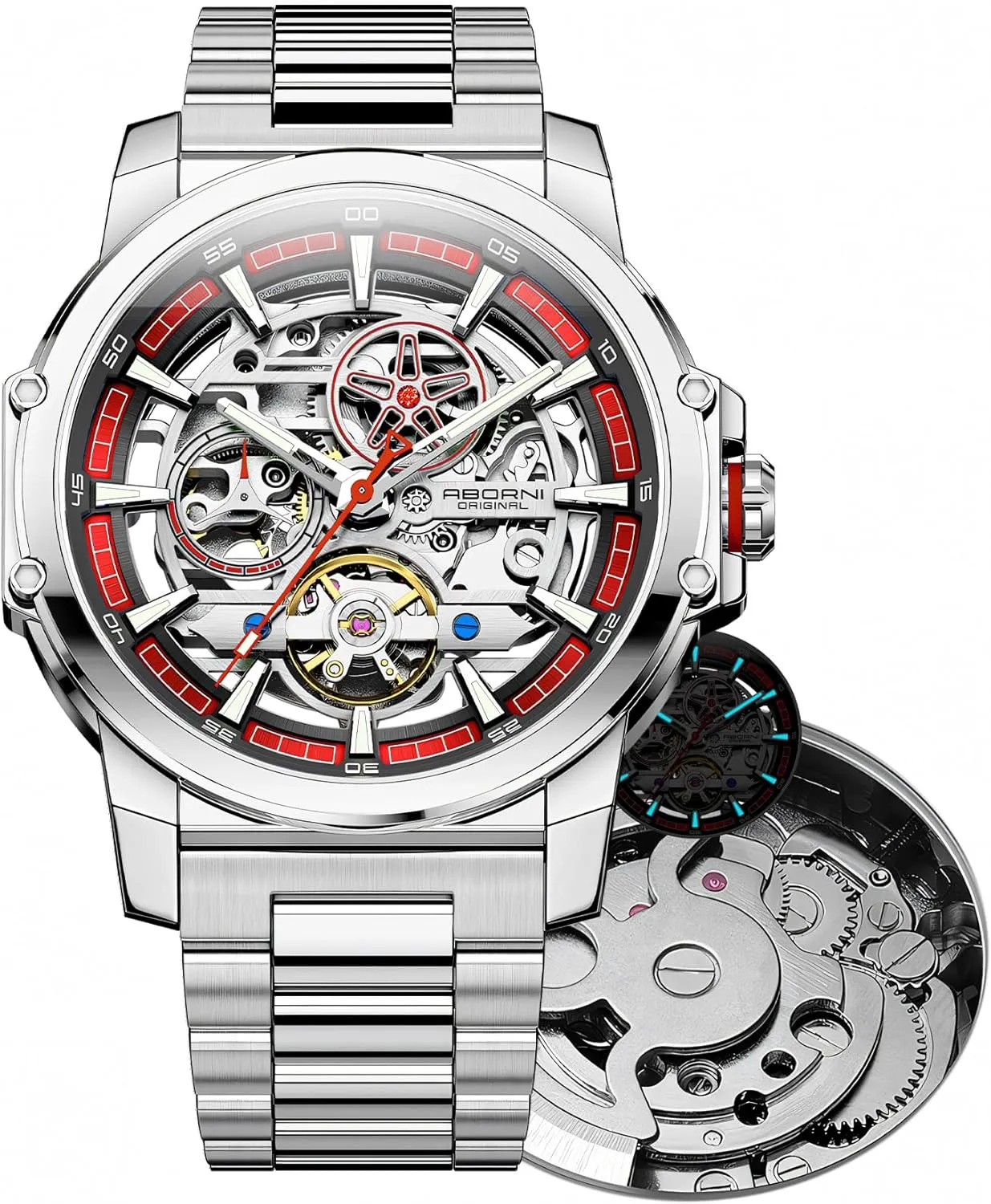 Hollowed Out Automatic Mechanical Watch Unique and Distinctive Small Second Drive High Performance Tourbillon Hollow Window Men's Personal Business Stainless Steel spearhead Watch Fashion 