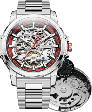 Hollowed Out Automatic Mechanical Watch Unique and Distinctive Small Second Drive High Performance Tourbillon Hollow Window Men's Personal Business Stainless Steel spearhead Watch Fashion 