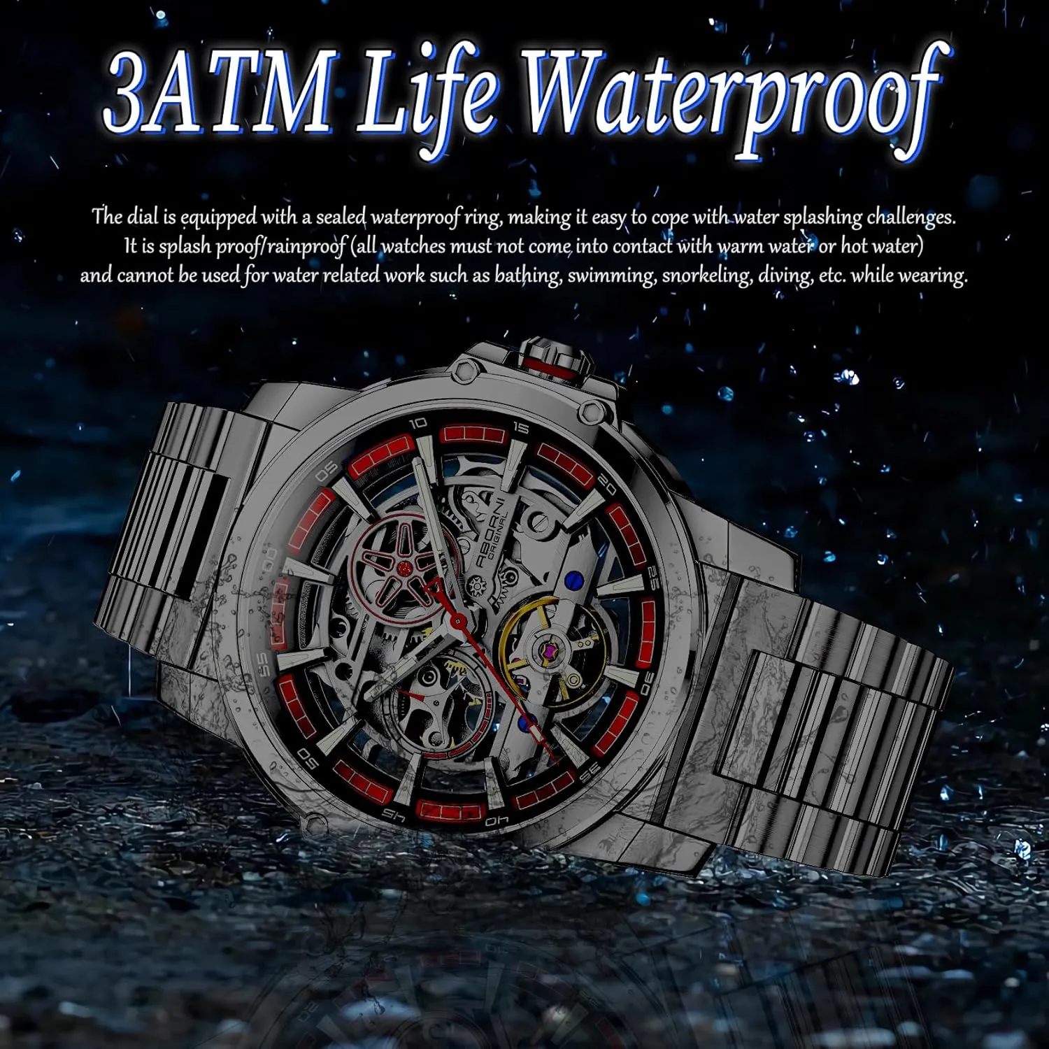 Hollowed Out Automatic Mechanical Watch Unique and Distinctive Small Second Drive High Performance Tourbillon Hollow Window Men's Personal Business Stainless Steel spearhead Watch Fashion 