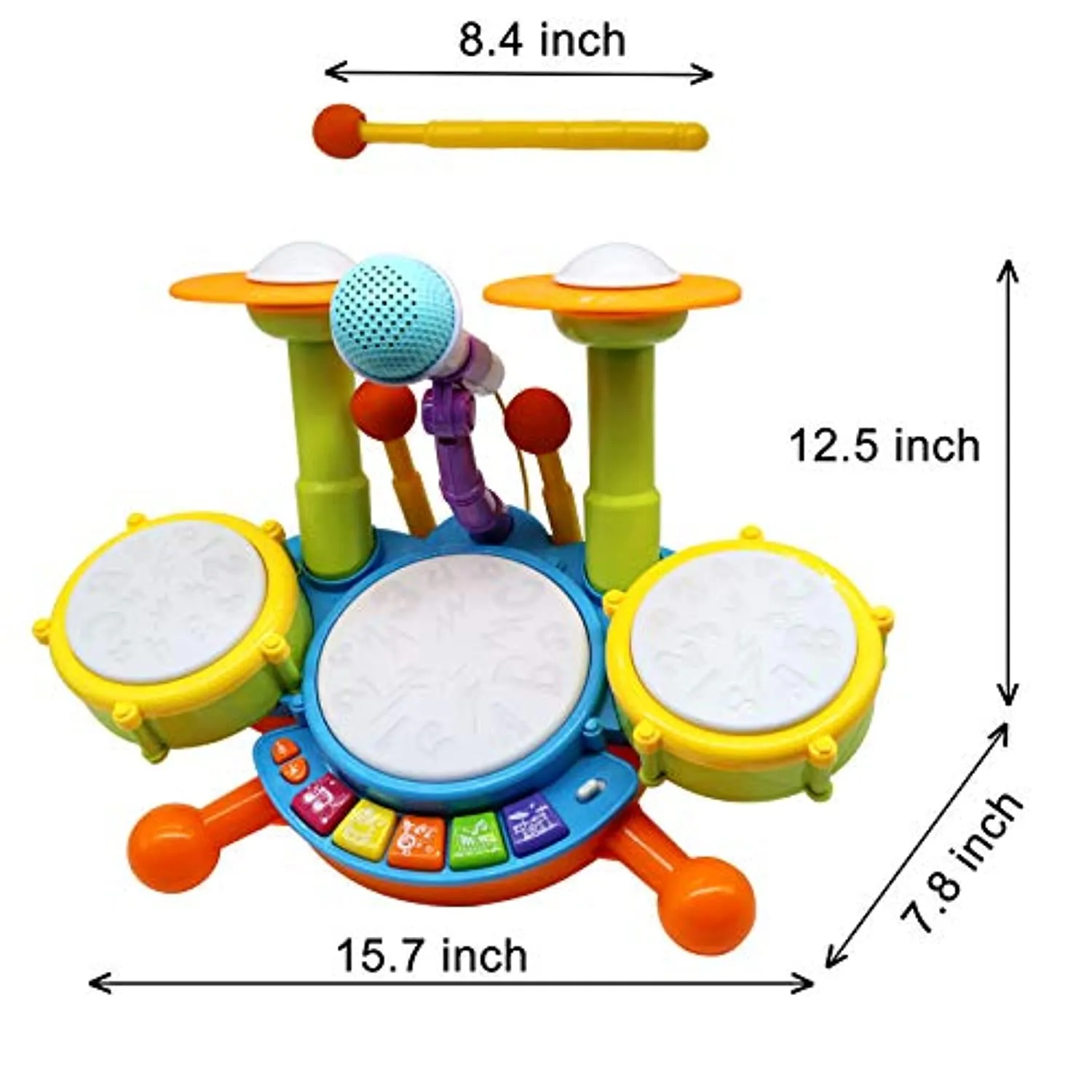 HOMILY Drum Set for Kids with 2 Drum Sticks and Microphone, Musical Toys Gift for Toddlers