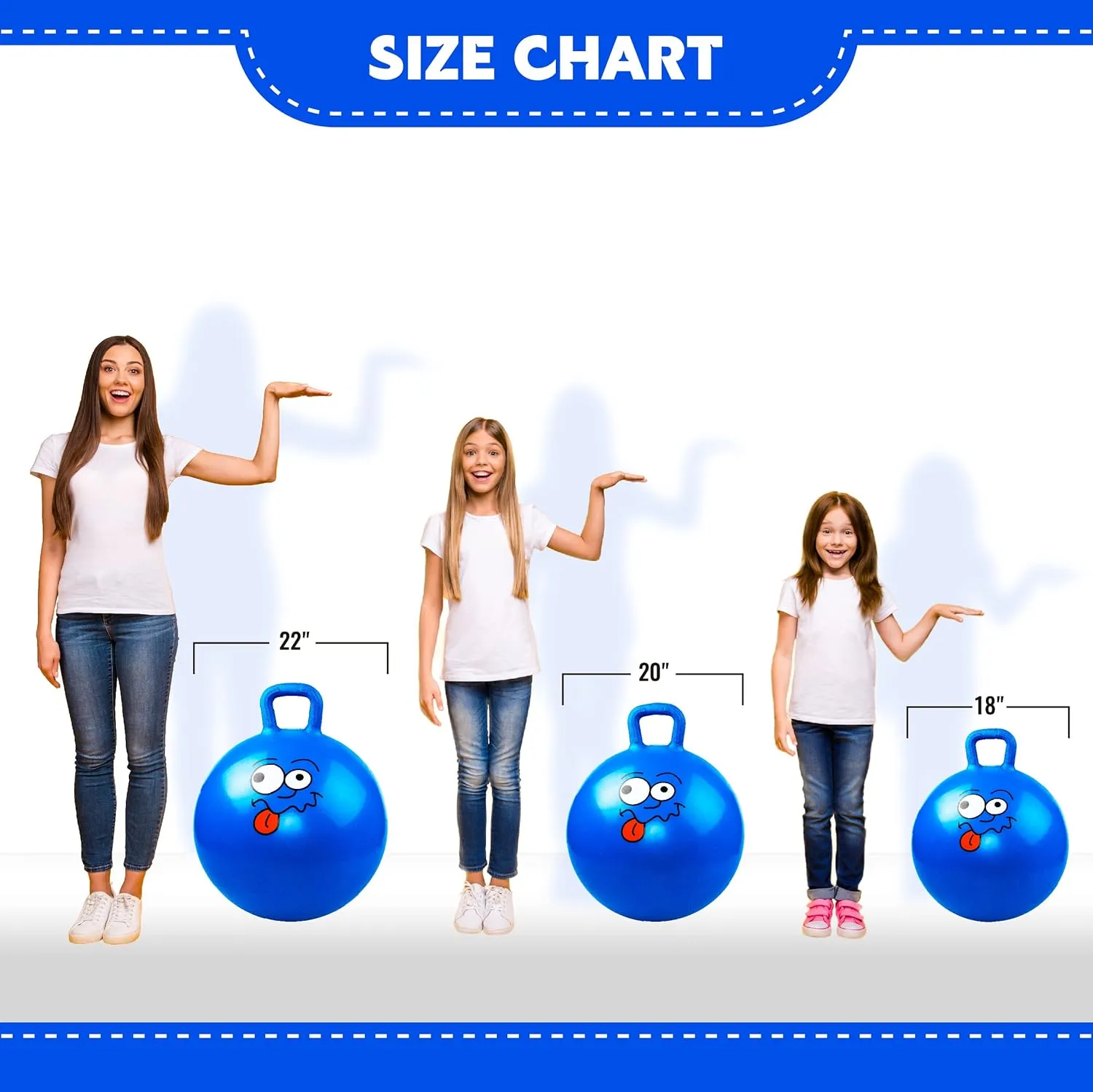 Hoppity Hop Toys$ Sit and Bounce on Toys for Boys and Girls Gifts EVERICH TOY Hopper extort launch entrepreneurial crucial Ball$ Bouncing Ball with Handle$ 20 Inches Jumping 