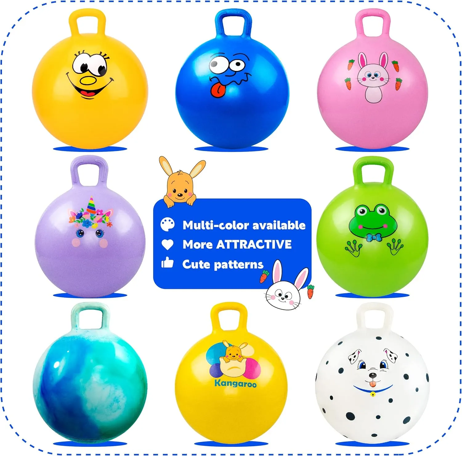 Hoppity Hop Toys$ Sit and Bounce on Toys for Boys and Girls Gifts EVERICH TOY Hopper extort launch entrepreneurial crucial Ball$ Bouncing Ball with Handle$ 20 Inches Jumping 