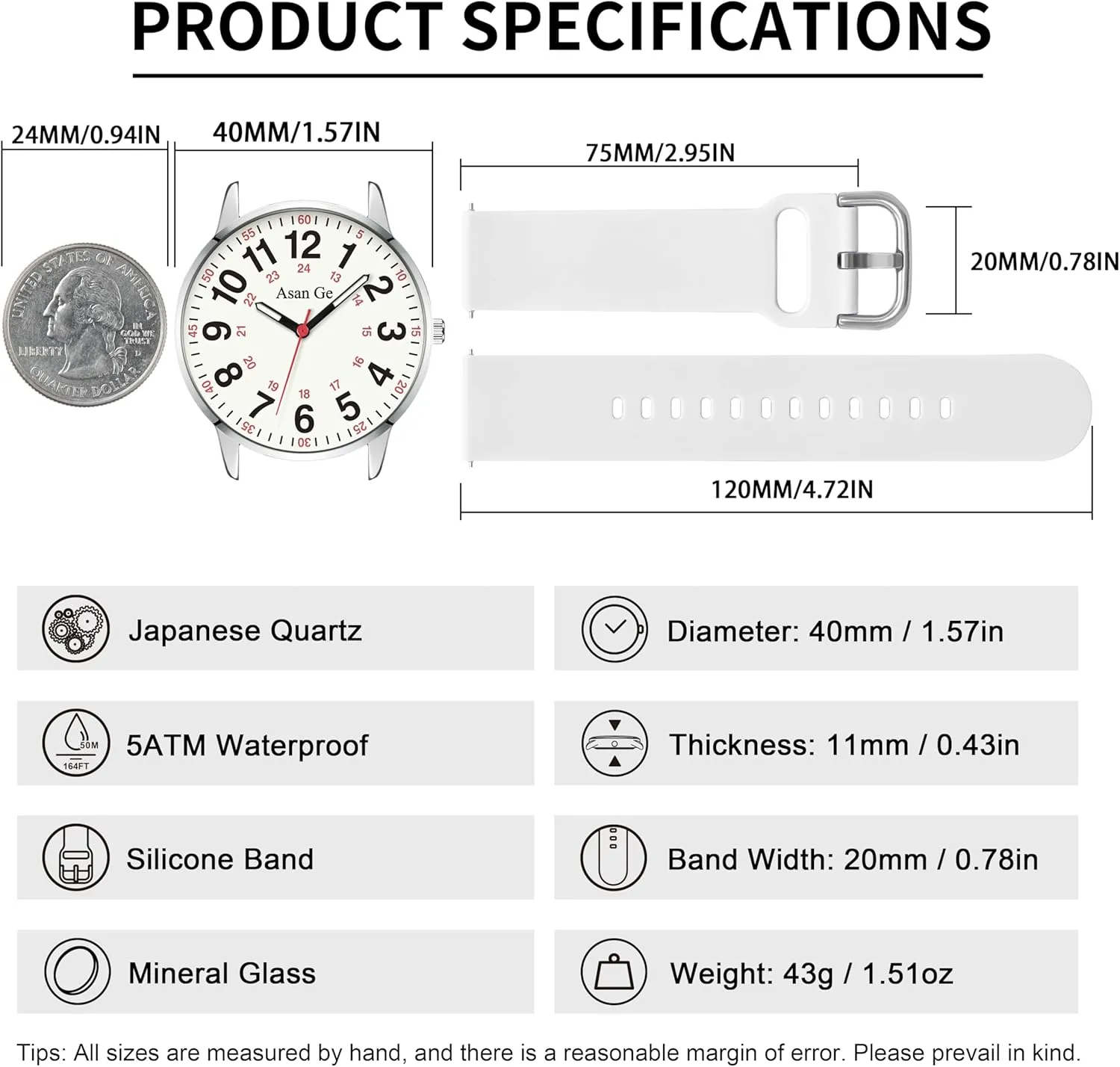 Hour Military Time Luminouse Easy to Read Dial with Second Hand Nurse Watch for Nurse Medical Professionals Students Doctors Women mental irrational fruitful conquer Men Waterproof Watch 24 