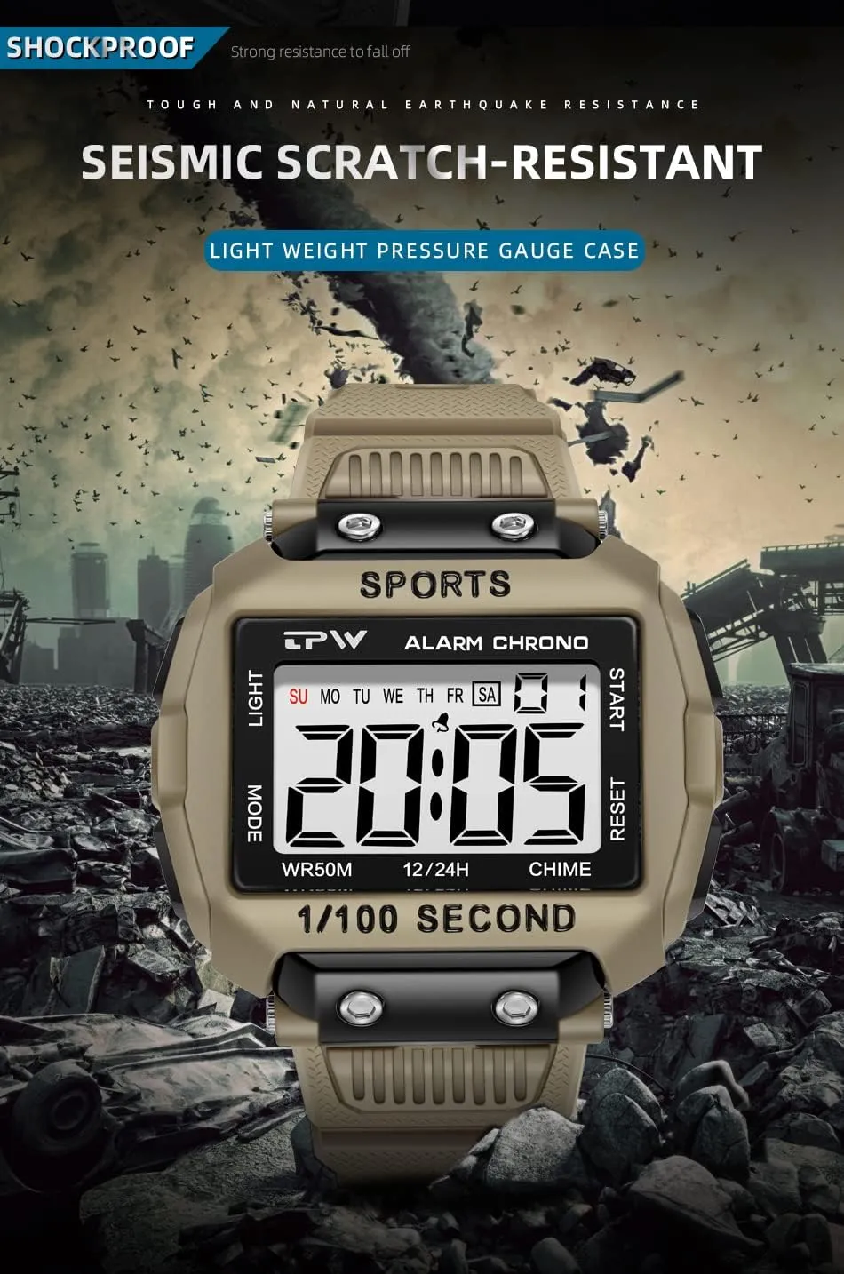 hybrid lithosphere horizontal pinon forester aboveground Display Casual Mens Wristwatch Alarm 50M Waterproof TPU Strap Stopwatch (Khaki) Gosasa Multifunction Sport Watches for Men Luminous Digital Watch Date Week 