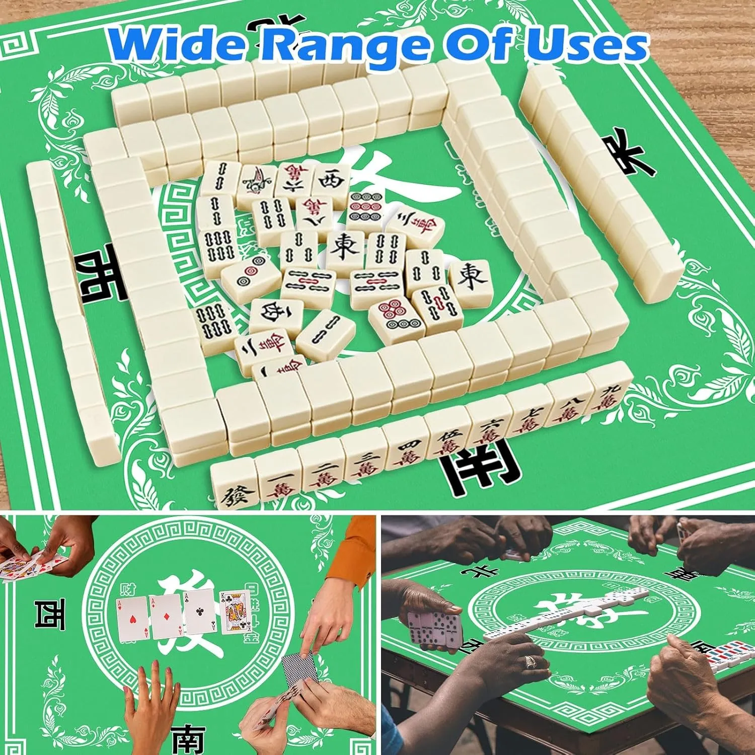 in Mahjong Table Mat$ Anti Slip and Noise Reduction Table Cover for Poker Card Board Tile Game and Dominoes(Green) Mahjong imperial reputation Mat$ 31.5 in x 31.5 