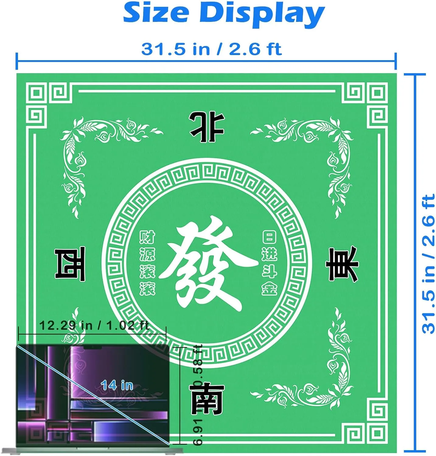 in Mahjong Table Mat$ Anti Slip and Noise Reduction Table Cover for Poker Card Board Tile Game and Dominoes(Green) Mahjong imperial reputation Mat$ 31.5 in x 31.5 