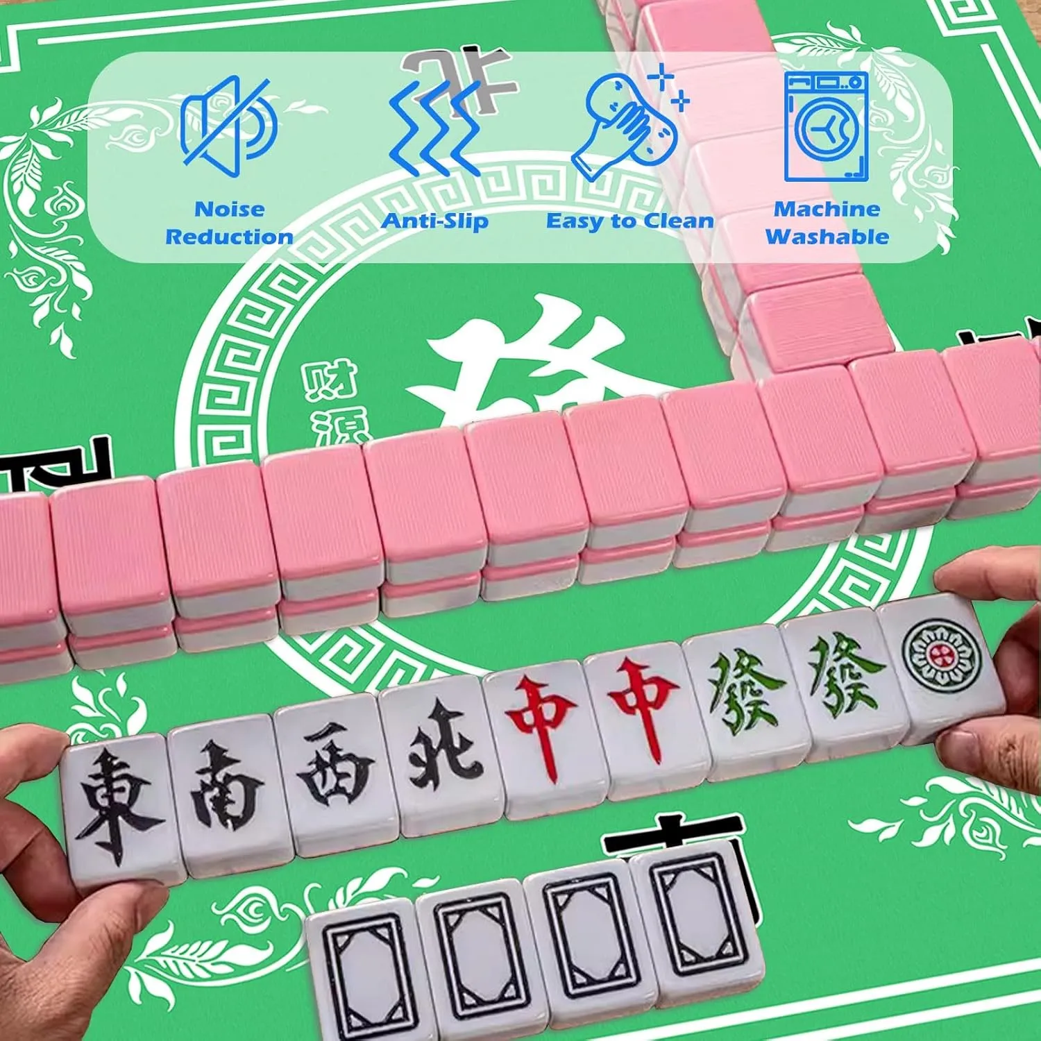 in Mahjong Table Mat$ Anti Slip and Noise Reduction Table Cover for Poker Card Board Tile Game and Dominoes(Green) Mahjong imperial reputation Mat$ 31.5 in x 31.5 