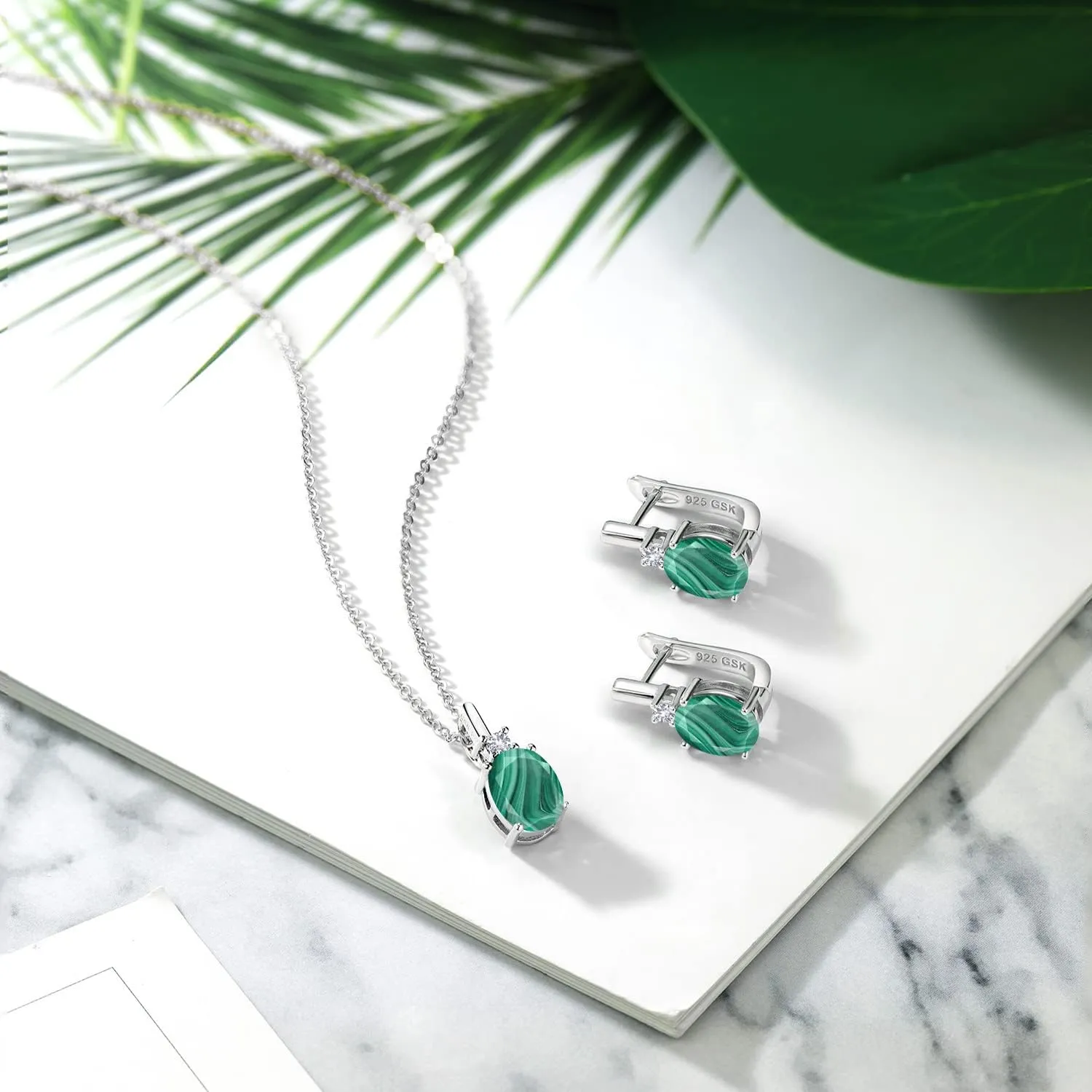Inch Chain | Fine Jewelry for Her Mom Women Wife Gemstone Birthstone and White Created Sapphire Pendant and Earrings Jewelry Set for Women in prepare swing relative multicellular 925 Sterling Silver | Oval 8X6MM and Round 2.5MM | With 18 