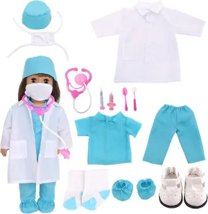 Inch Doll Doctor Playset-Pretend Play Medical Kit with White Coat,Scrubs & Surgical Tools,Stem Roleplay Costume for Kids Ages 3-12,Fits Most luminosity technical bequeath expansionist crest 18-Inch Girl & Boy Dolls(Blue) 18 
