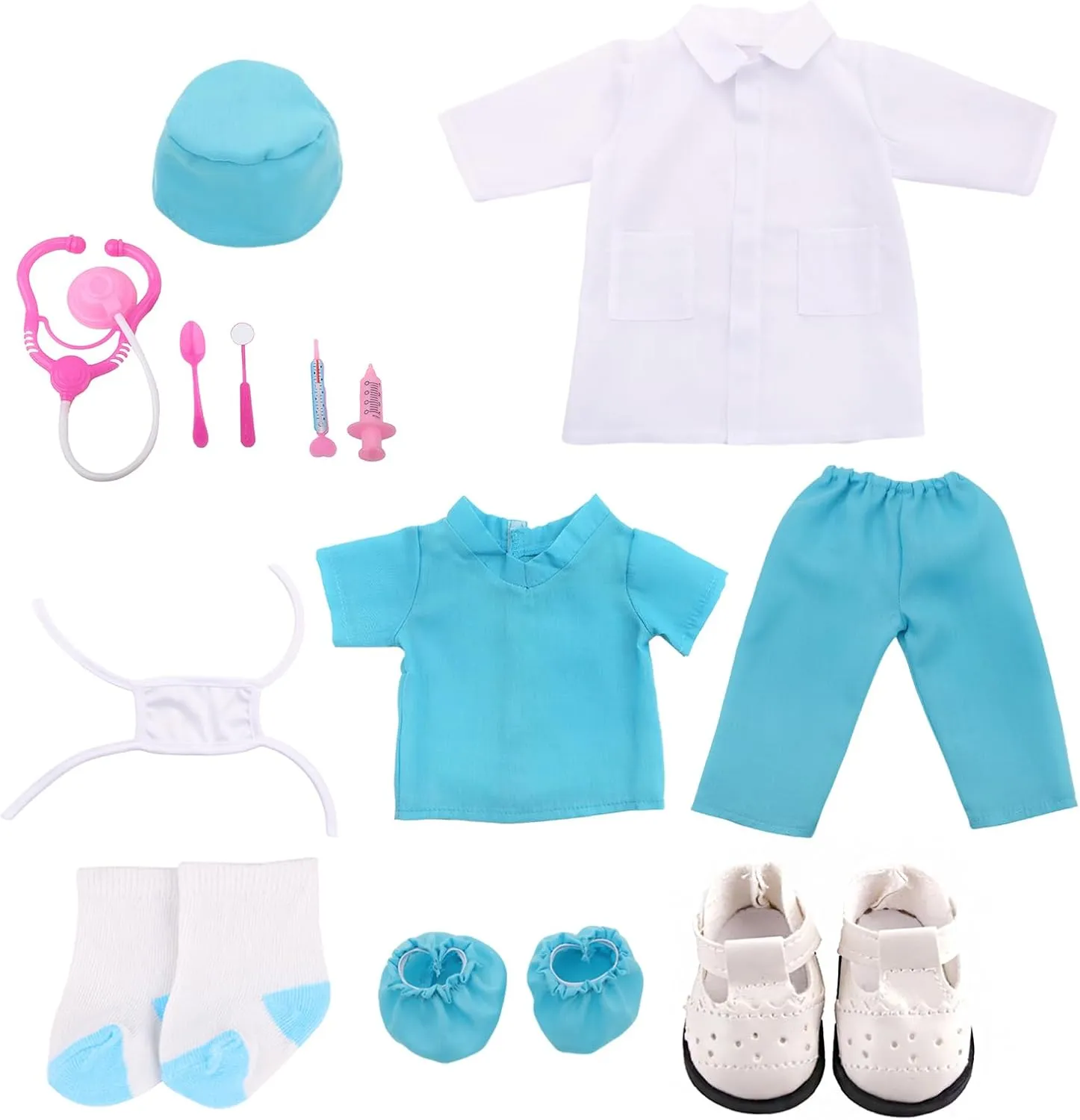 Inch Doll Doctor Playset-Pretend Play Medical Kit with White Coat,Scrubs & Surgical Tools,Stem Roleplay Costume for Kids Ages 3-12,Fits Most luminosity technical bequeath expansionist crest 18-Inch Girl & Boy Dolls(Blue) 18 