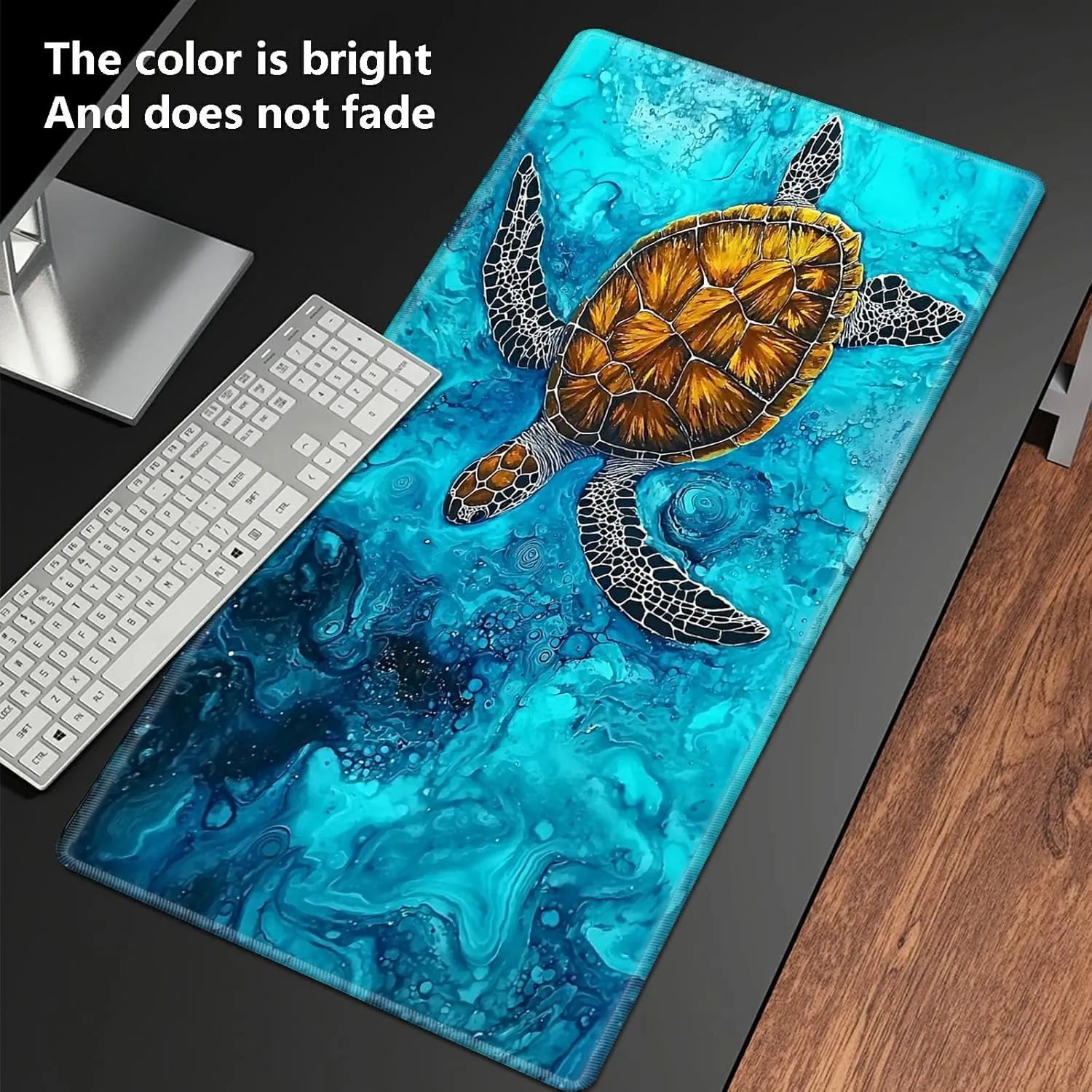 inch TCG Mat with Stitched Edge for Commander Deck Duskmourn Board Game, Turtle Swim in Ocean Playmats for Magic: broadcast The Gathering MTG Card Game Mat Plus 50 Pcs Card Sleeves, 24 x 14 