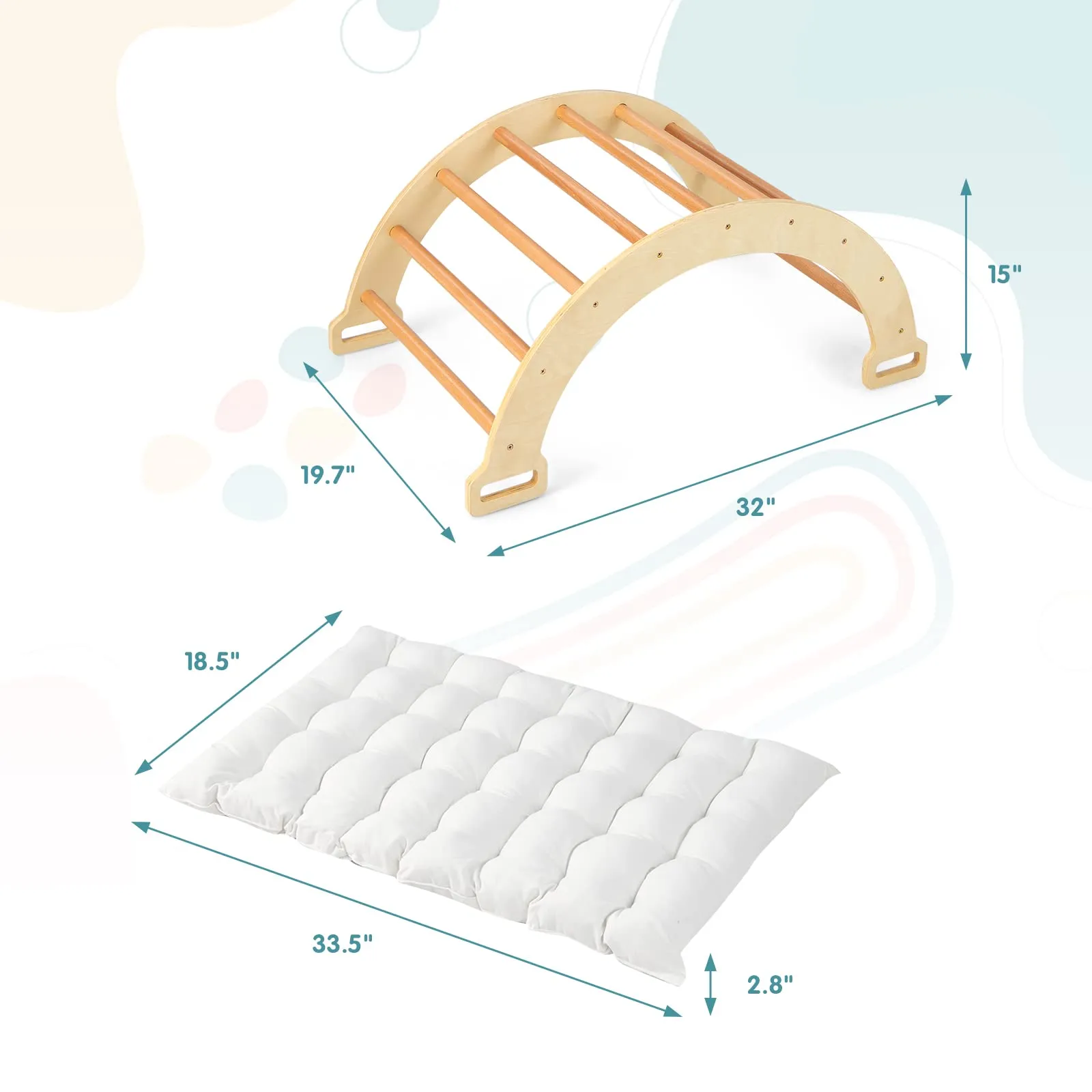 INFANS 4 in 1 Arch Climbing Toys for Toddlers, Montessori Wooden Arch Climber Ladder Structure