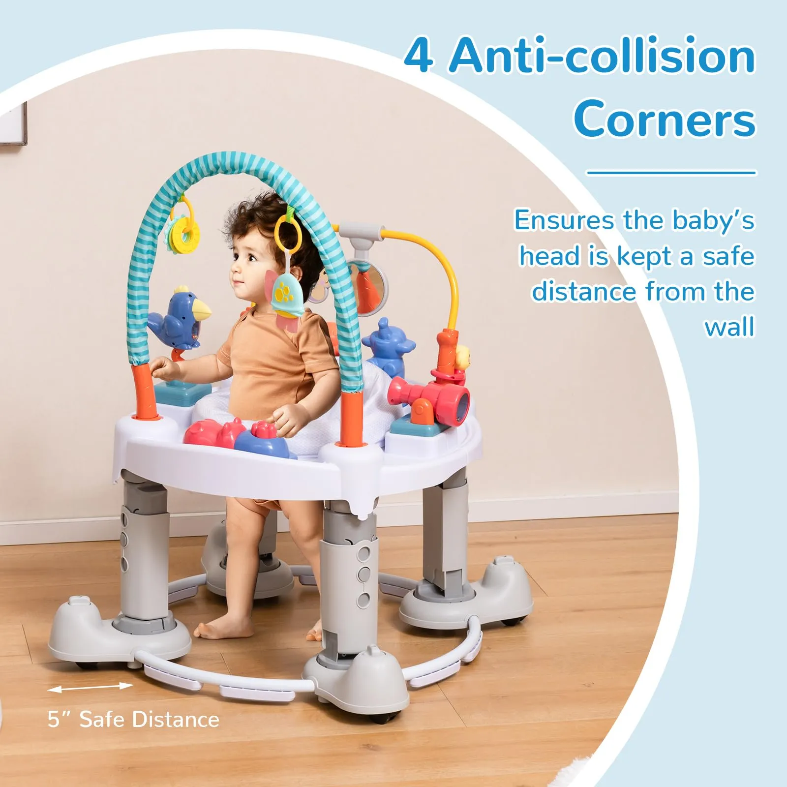 INFANS Baby Bouncer Activity Center 5 in 1 Toddler Bouncing Activity Saucer Playtime Mat Activity Table with 360°Rotating Seat