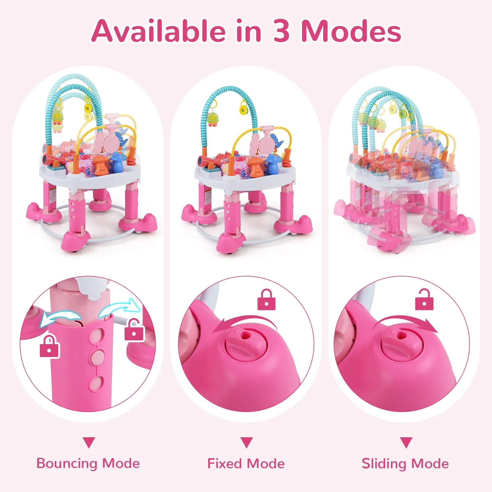 INFANS Baby Bouncer Activity Center 5 in 1 Toddler Bouncing Activity Saucer Playtime Mat Activity Table with 360°Rotating Seat