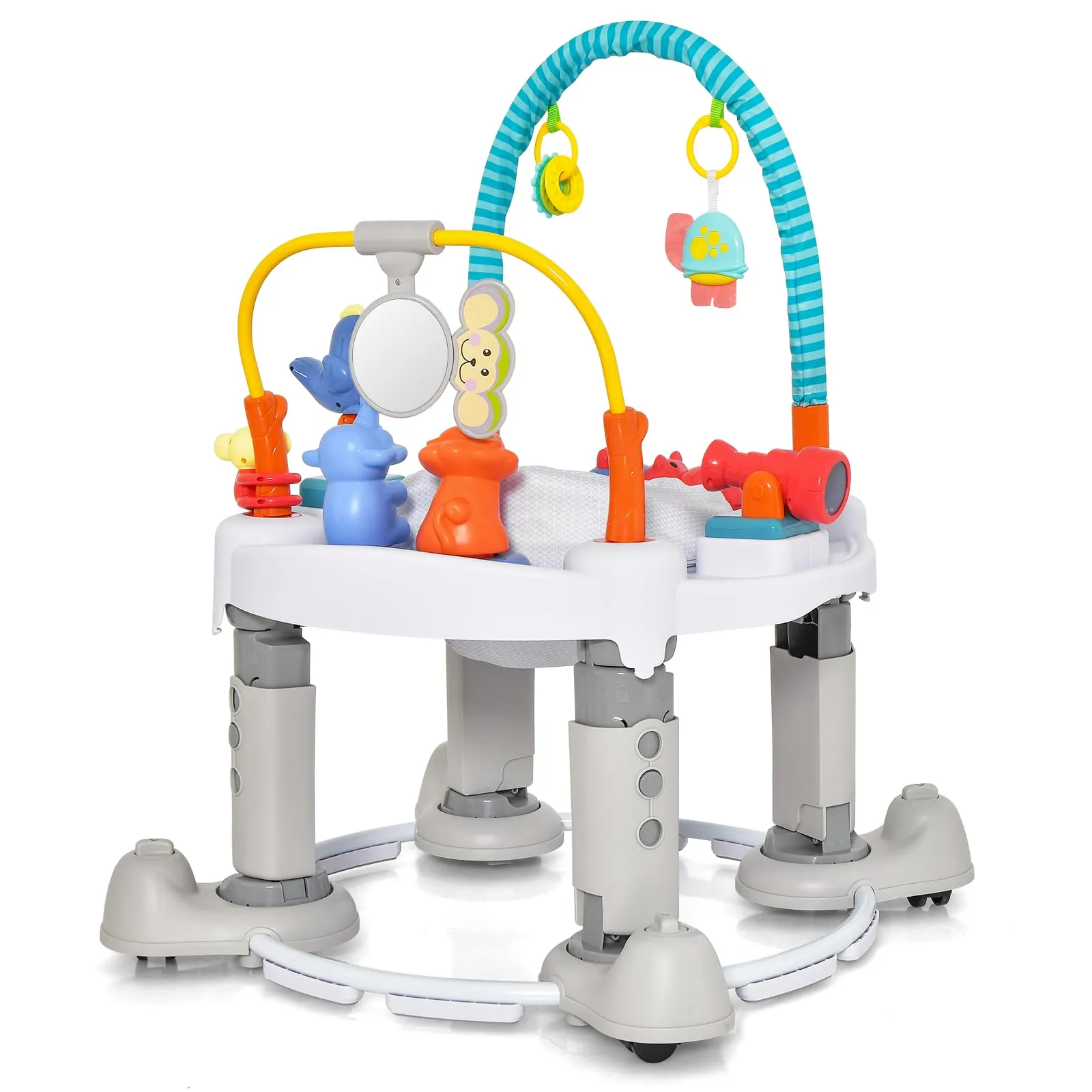 INFANS Baby Bouncer Activity Center 5 in 1 Toddler Bouncing Activity Saucer Playtime Mat Activity Table with 360°Rotating Seat