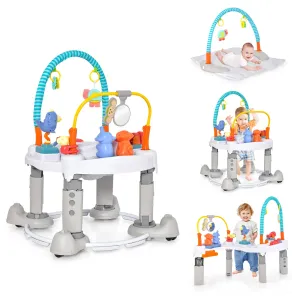 INFANS Baby Bouncer Activity Center 5 in 1 Toddler Bouncing Activity Saucer Playtime Mat Activity Table with 360°Rotating Seat