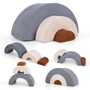 INFANS Climbing Toys for Toddlers, 3pc Foam Climbing Blocks Rainbow Shaped Indoor Play Set, Rainbow Crawling Tunnel