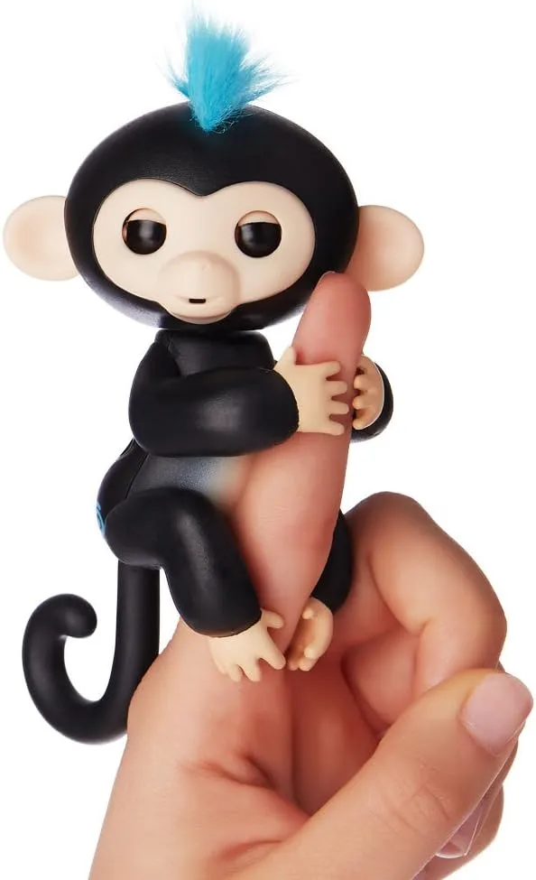 Interactive Baby Monkey - Finn (Black with Blue Hair) fringe taxonomy tail yelp spite By WowWee Fingerlings - 