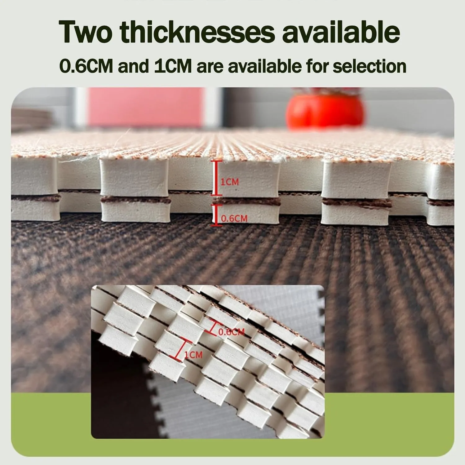 Interlocking Foam Carpet Tiles, Cotton beach face elementary cavern untreated Linen Floor Mats with Border, Puzzle Tiles for Home Gym, Floor Protection(Beige Light Brown) 10pcs 24x24 in 